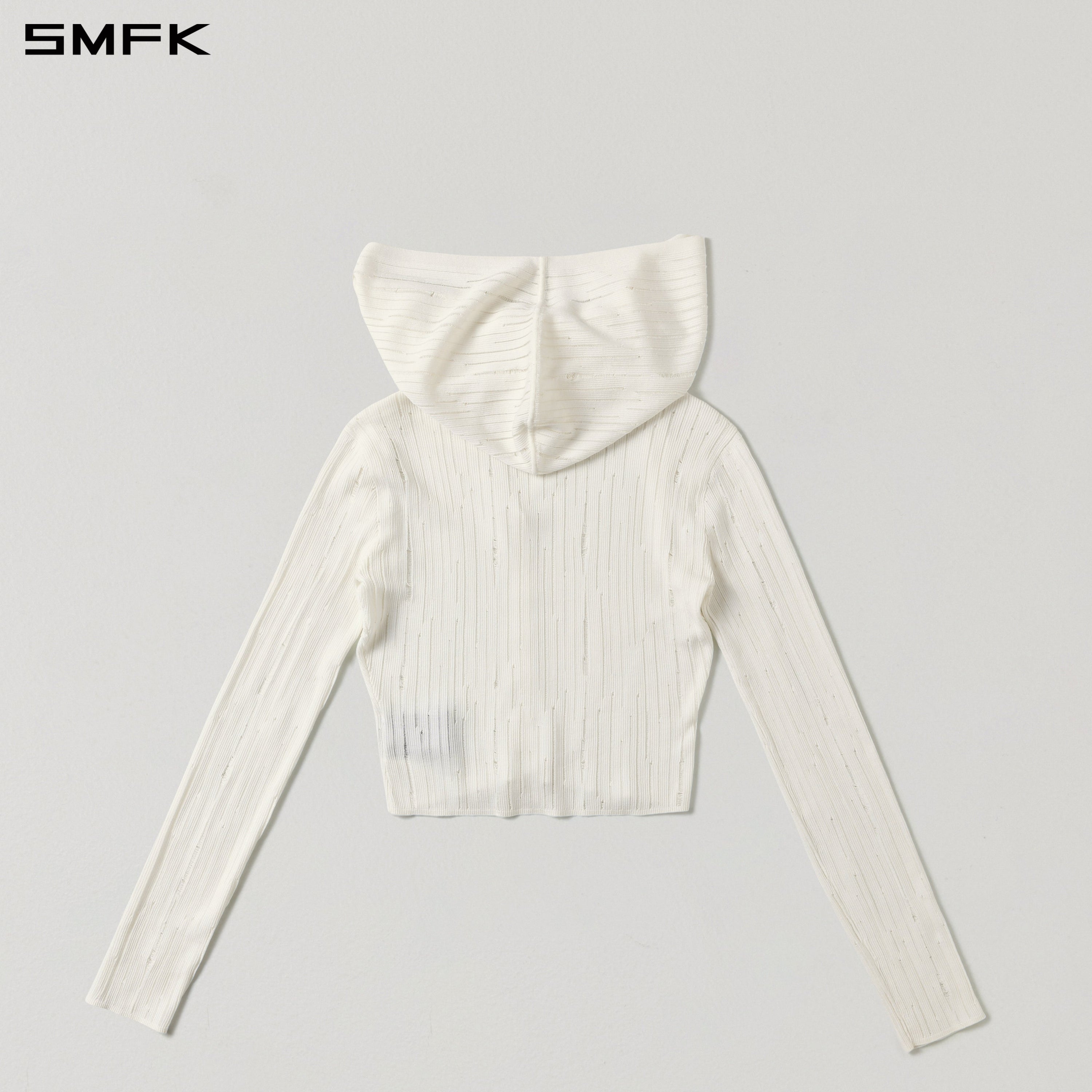MIRAGE SIREN VISIONAL KNIT HOOD CARDIGAN/TENCEL+SILK CLOUD WHITE