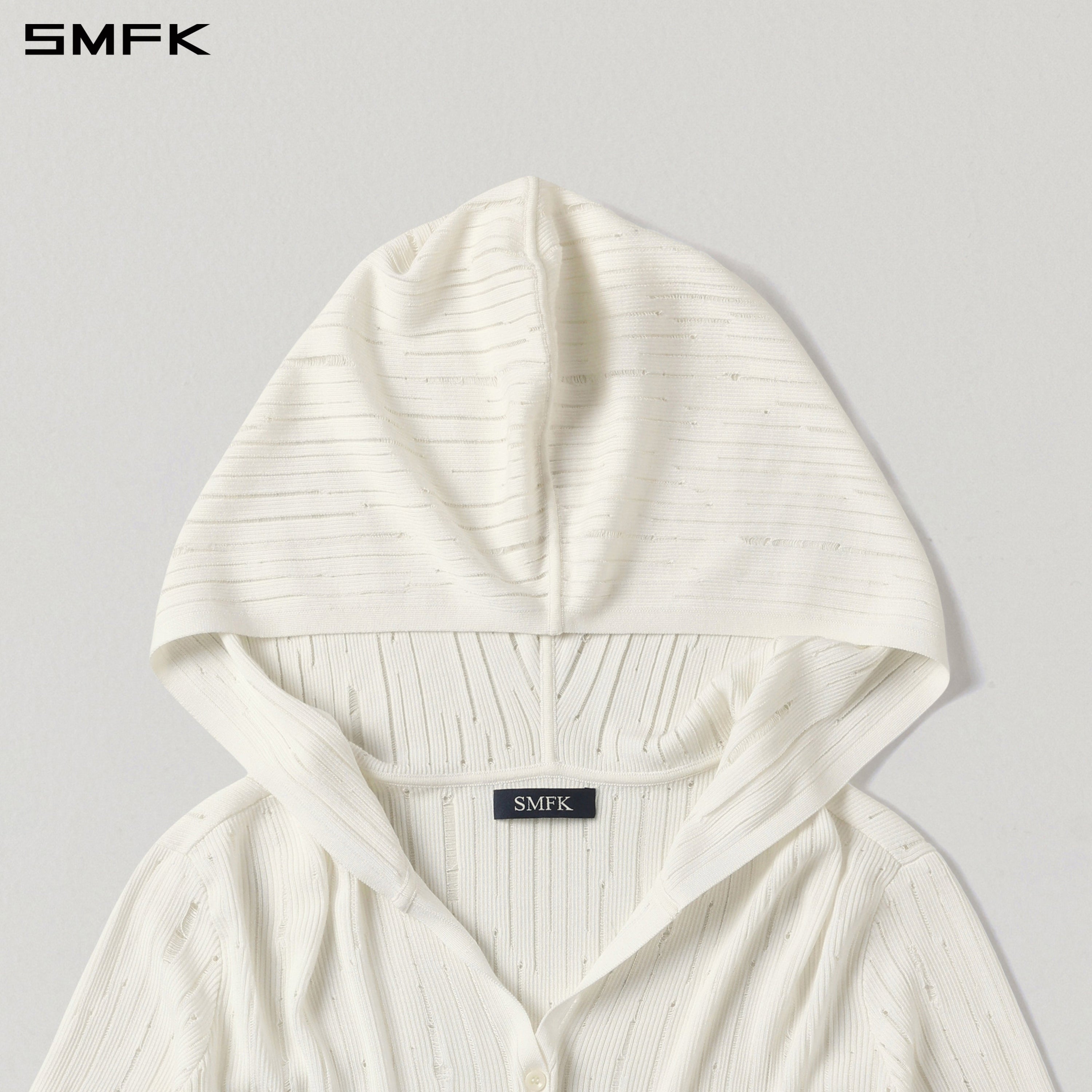 MIRAGE SIREN VISIONAL KNIT HOOD CARDIGAN/TENCEL+SILK CLOUD WHITE