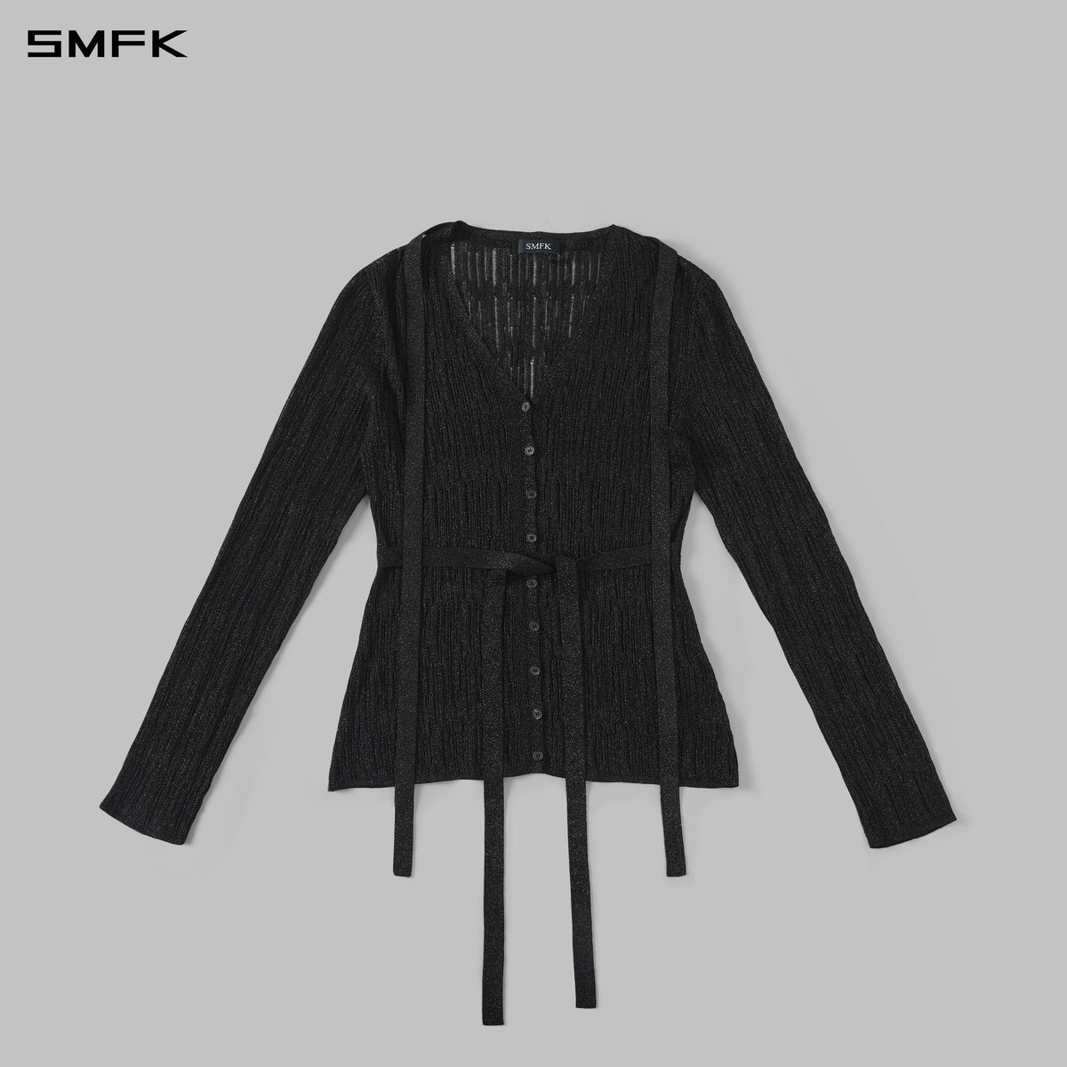 MYTH AEOLUS EVENING ROBE KNIT CARDIGAN/LS-COTTON+NYLON AURORA BLACK