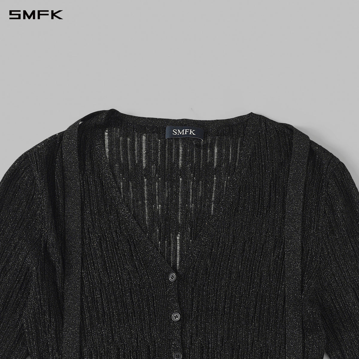 MYTH AEOLUS EVENING ROBE KNIT CARDIGAN/LS-COTTON+NYLON AURORA BLACK