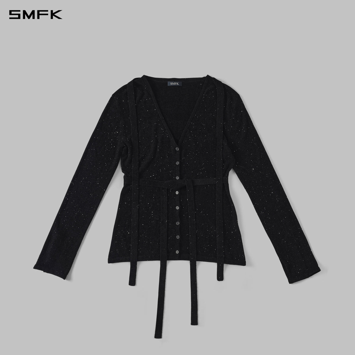 MYTH AEOLUS EVENING ROBE KNIT CARDIGAN/STARRY VELVET GALAXY BLACK