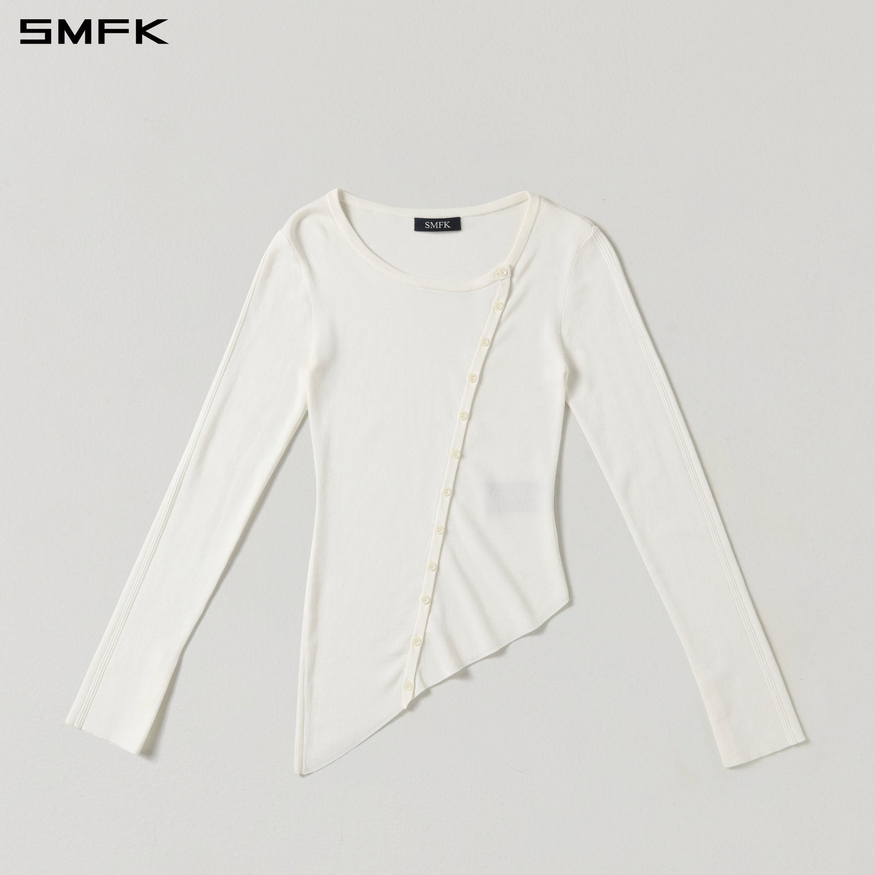 MYTH AEOLUS ASYMMETRY SLIM KNIT CARDIGAN/TENCEL+SILK CLOUD WHITE