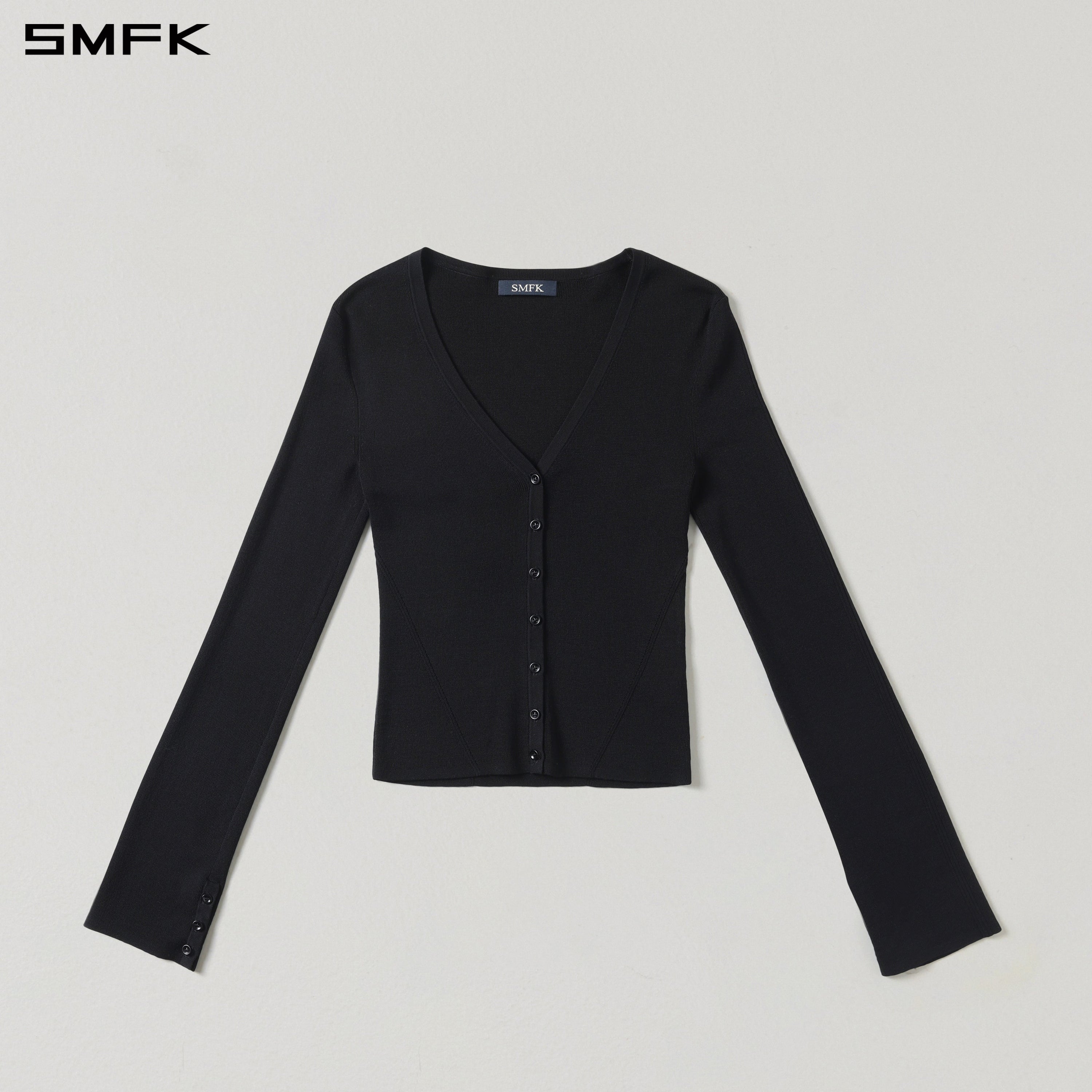 MYTH SIREN EVENING SLIM KNIT CARDIGAN/TENCEL+SILK WILD BLACK