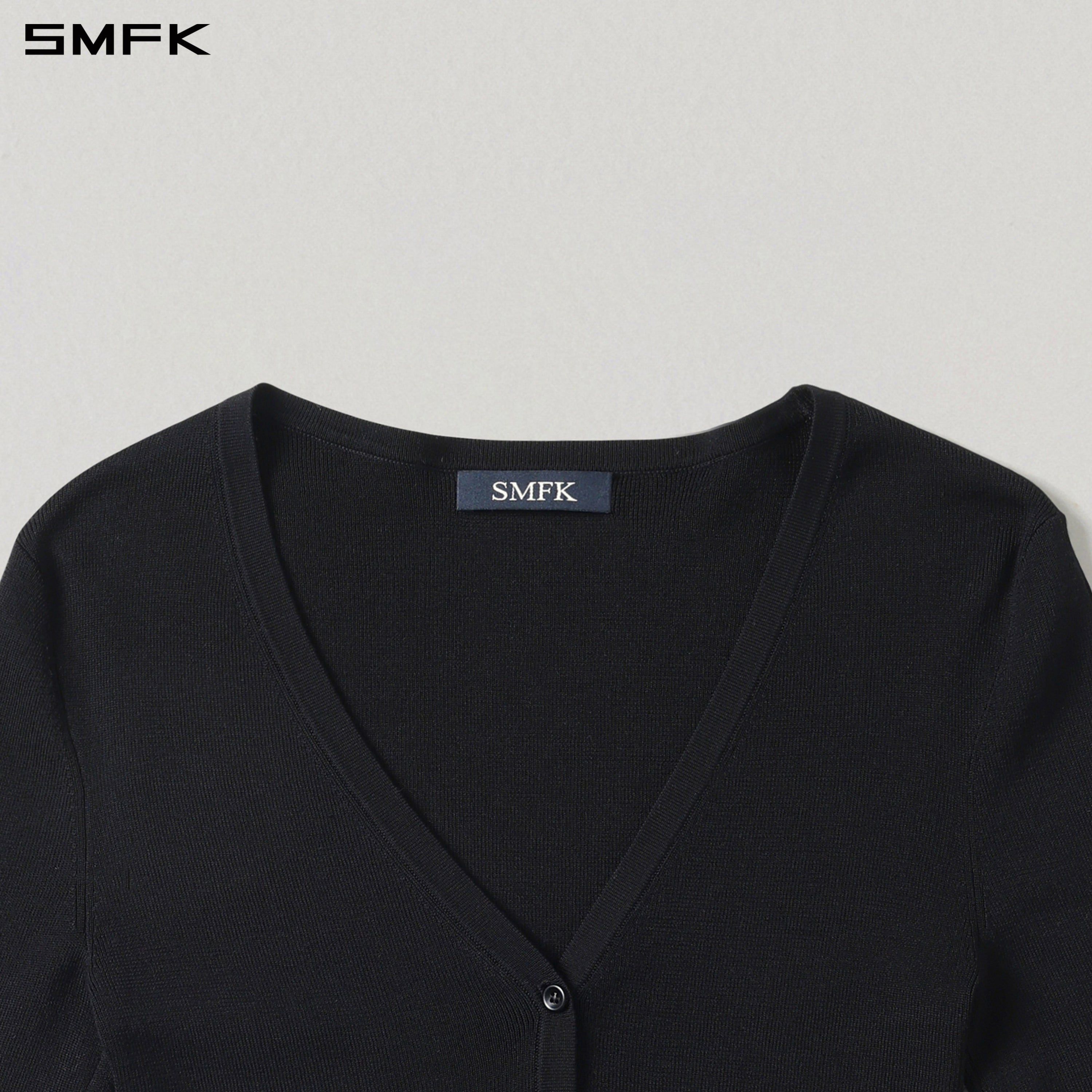 MYTH SIREN EVENING SLIM KNIT CARDIGAN/TENCEL+SILK WILD BLACK