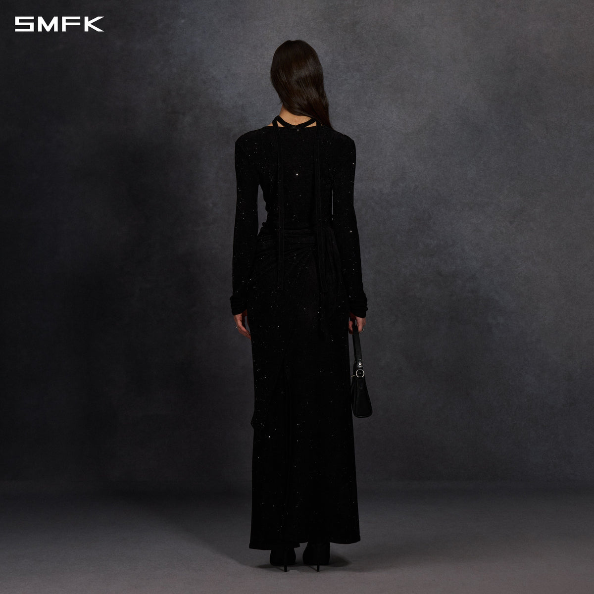 MYTH SIREN GALAXY EVENING KNIT CARDIGAN/STARRY VELVET GALAXY BLACK