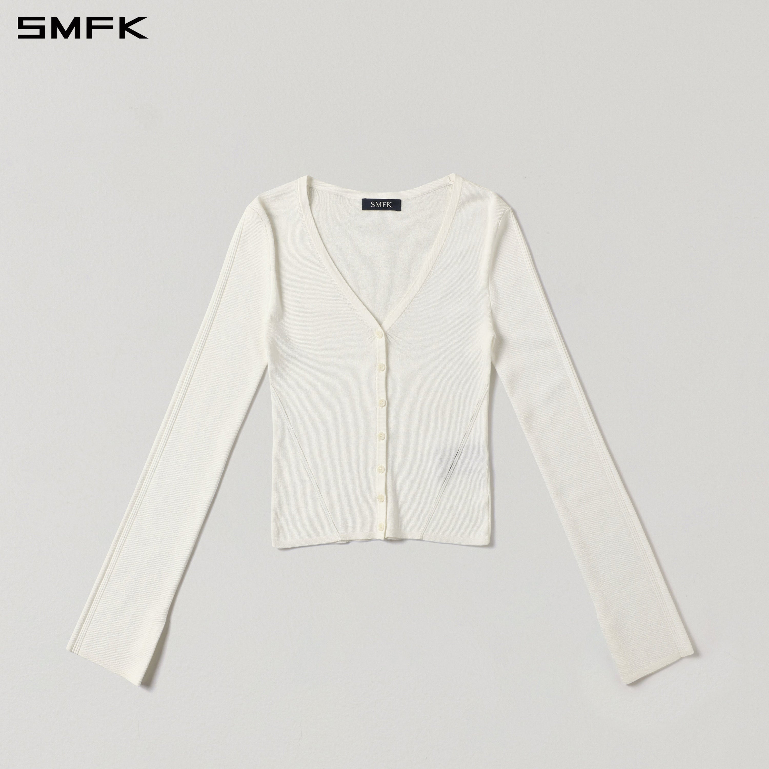 MYTH SIREN EVENING SLIM KNIT CARDIGAN/TENCEL+SILK CLOUD WHITE