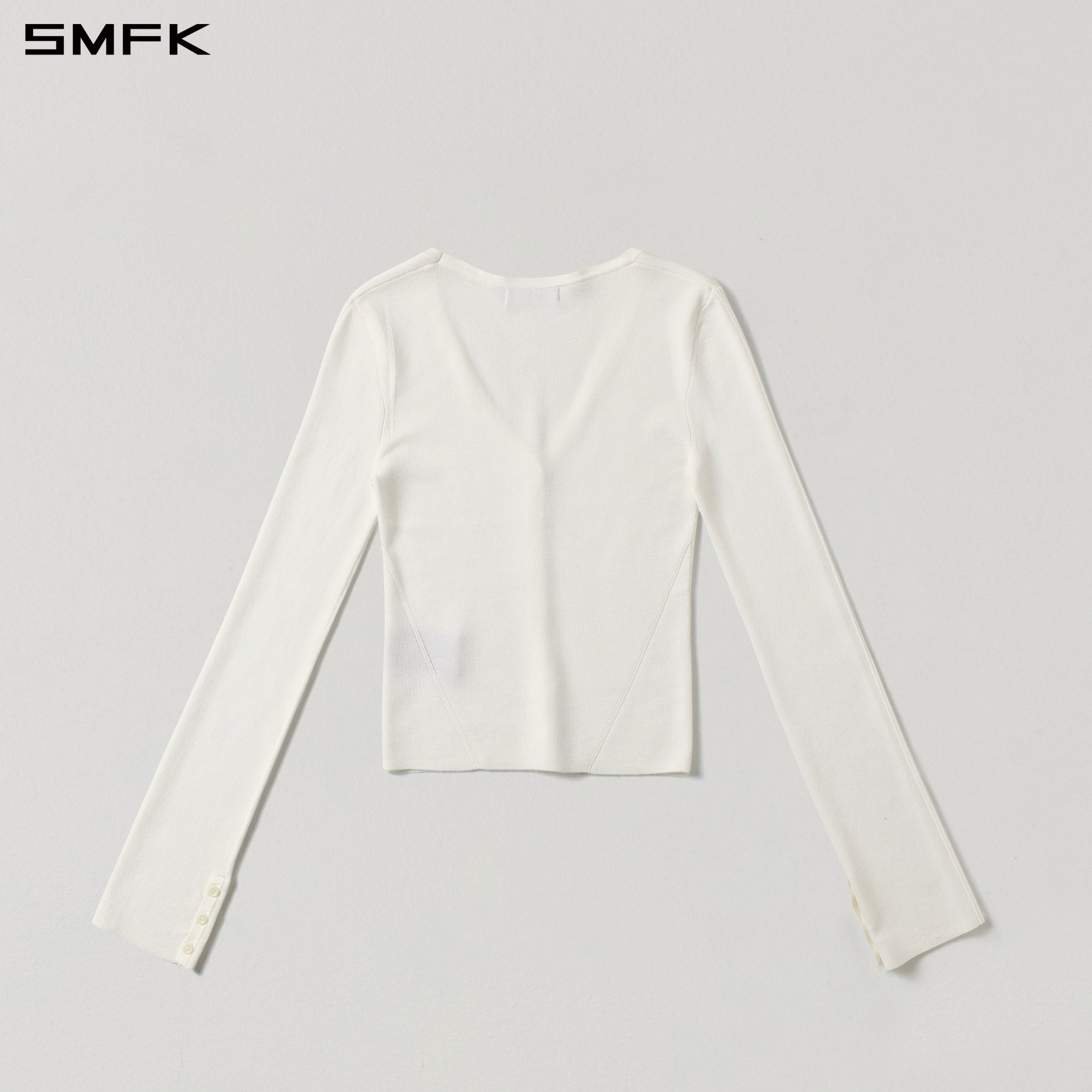 MYTH SIREN EVENING SLIM KNIT CARDIGAN/TENCEL+SILK CLOUD WHITE