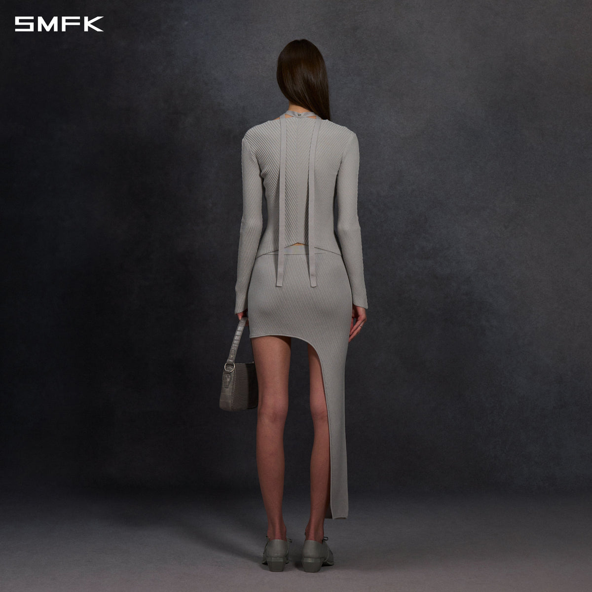MYTH AEOLUS SYMMETRY EVENING KNIT CARDIGAN/LENZING TENCEL+SILK GLACIER GREY