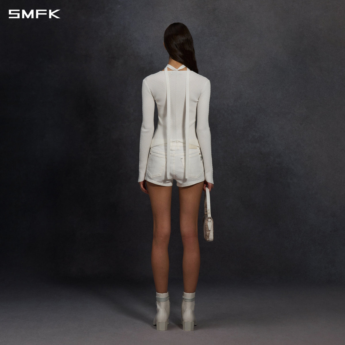 MYTH AEOLUS SYMMETRY EVENING KNIT CARDIGAN/LENZING TENCEL+SILK CLOUD WHITE