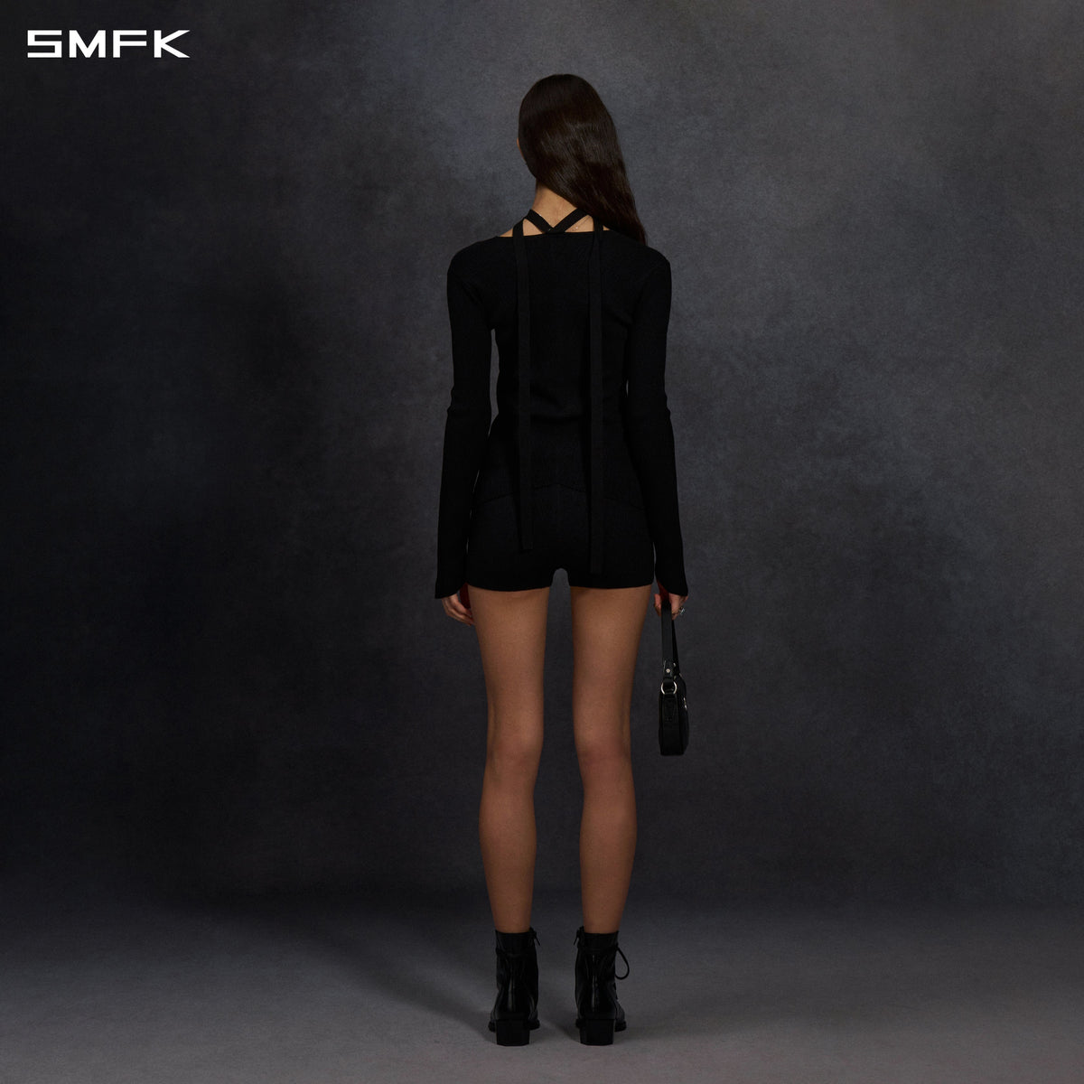 MYTH AEOLUS SYMMETRY EVENING KNIT PULLOVER/LENZING TENCEL+SILK WILD BLACK