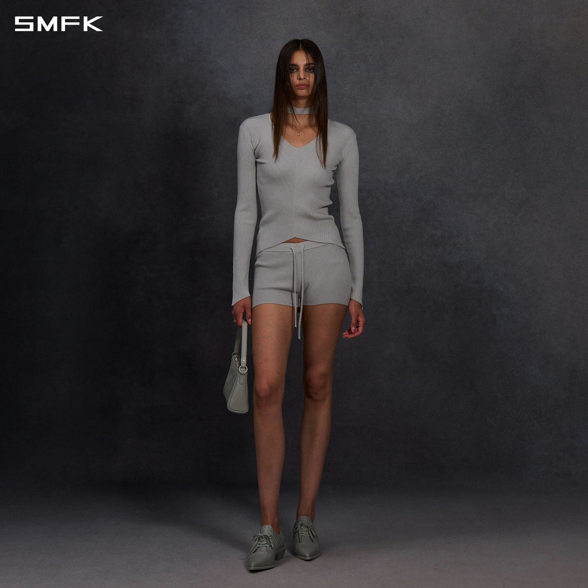 MYTH AEOLUS SYMMETRY EVENING KNIT PULLOVER/LENZING TENCEL+SILK GLACIER GREY