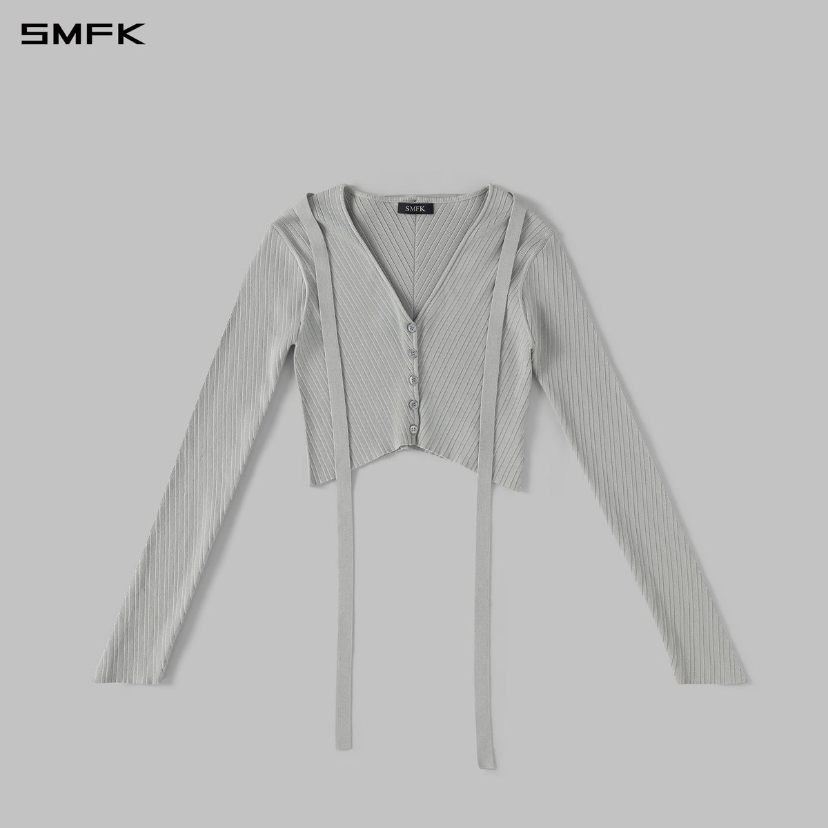 MYTH AEOLUS SYMMETRY EVENING KNIT CARDIGAN/LENZING TENCEL+SILK+COTTON GLACIER GREY