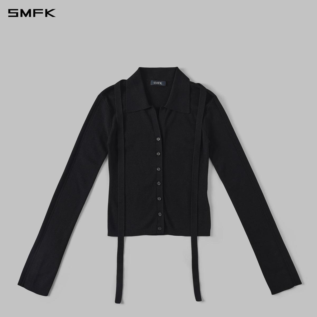 MYTH SIREN EVENING SLIM KNIT SHIRT/LENZING TENCEL+SILK+COTTON WILD BLACK