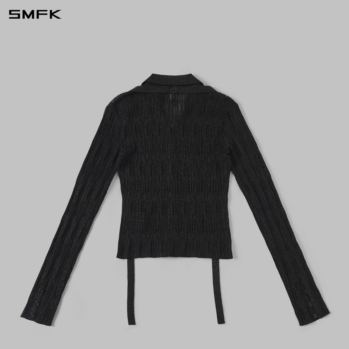 MYTH SIREN AURORA EVENING SLIM KNIT SHIRT/METALLIC YARN AURORA BLACK