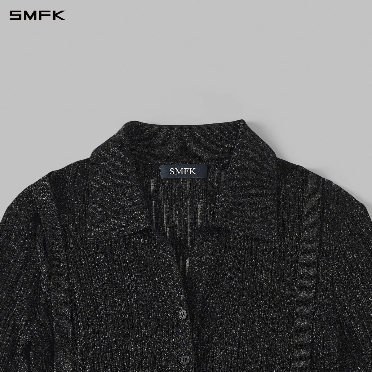 MYTH SIREN AURORA EVENING SLIM KNIT SHIRT/METALLIC YARN AURORA BLACK