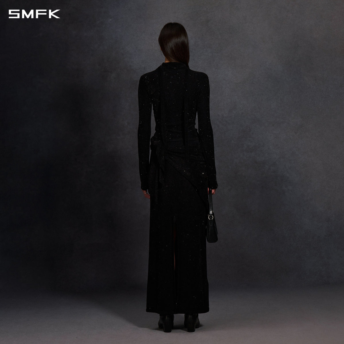MYTH SIREN GALAXY EVENING SLIM KNIT SHIRT/STARRY VELVET GALAXY BLACK