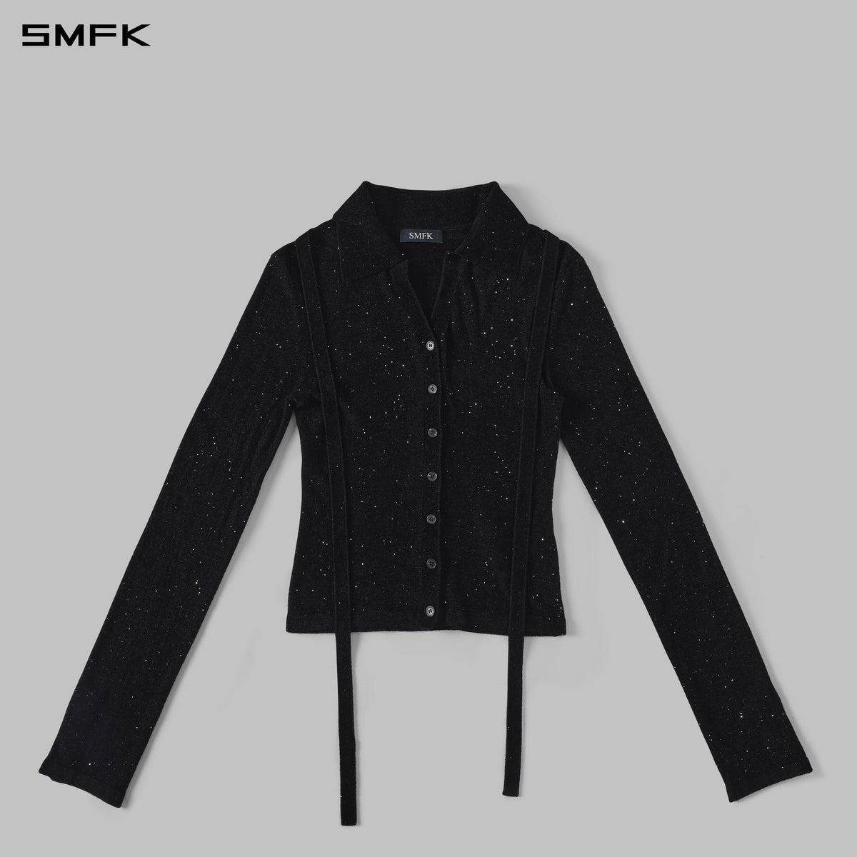 MYTH SIREN GALAXY EVENING SLIM KNIT SHIRT/STARRY VELVET GALAXY BLACK