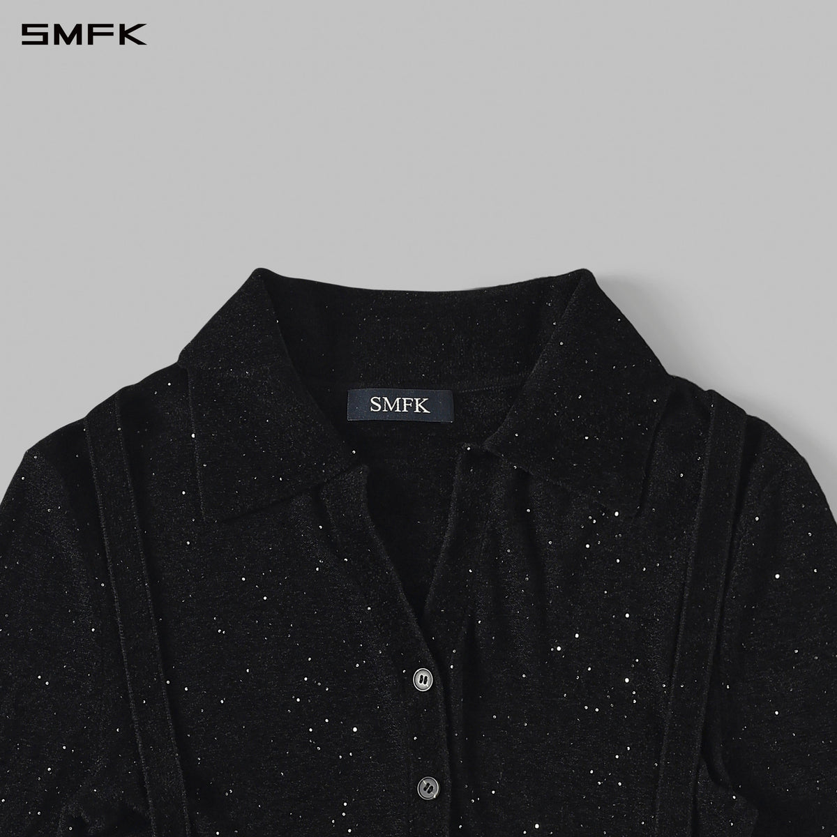 MYTH SIREN GALAXY EVENING SLIM KNIT SHIRT/STARRY VELVET GALAXY BLACK