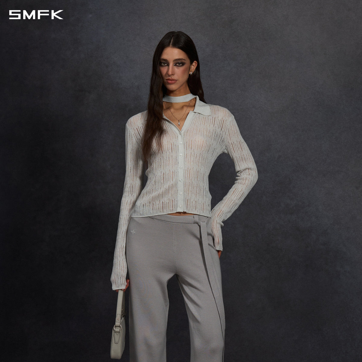 MYTH SIREN AURORA EVENING SLIM KNIT SHIRT/METALLIC YARN AURORA SLIVER