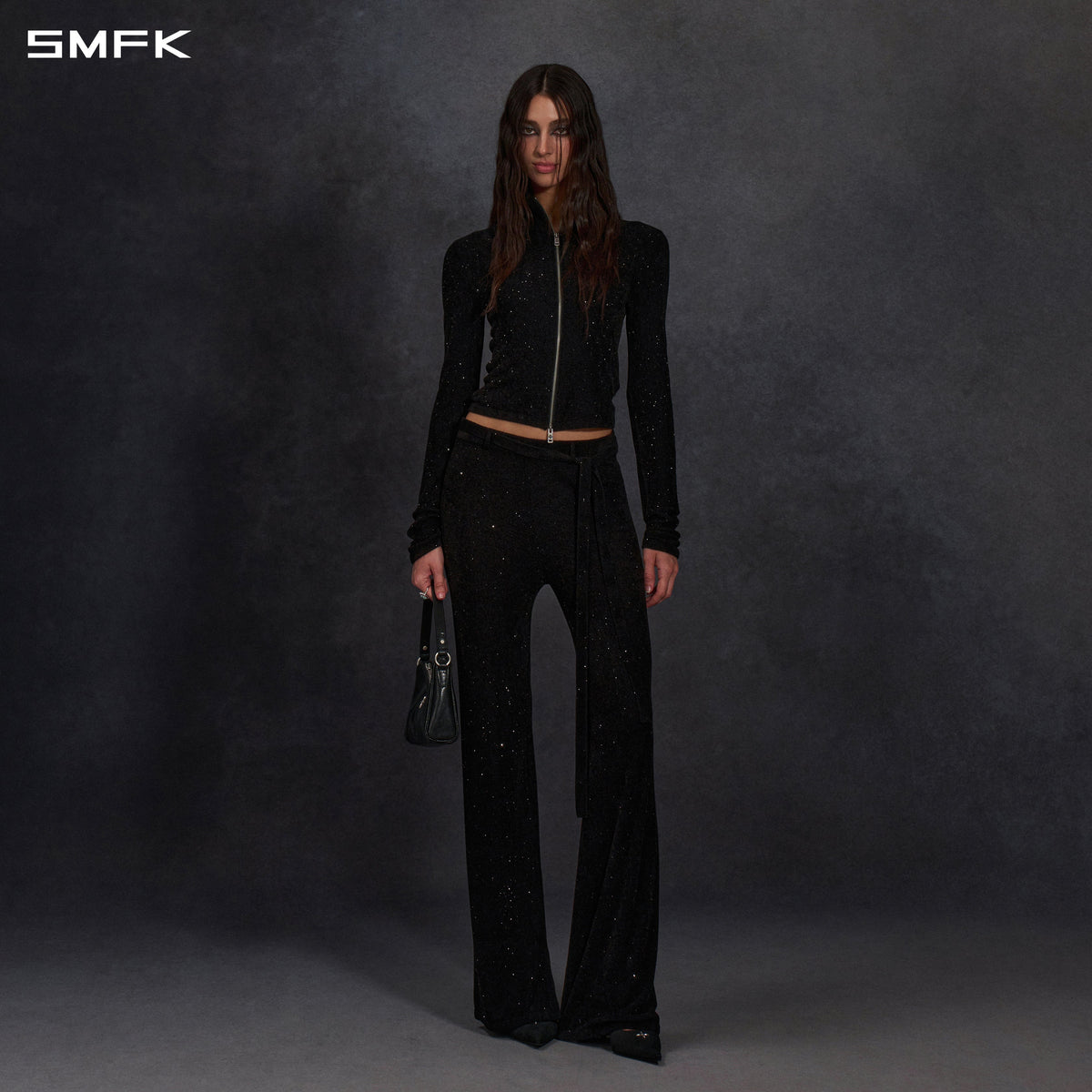 MYTH AEOLUS GALAXY EVENING SLIM COLLAR KNIT JACKET/STARRY VELVET GALAXY BLACK