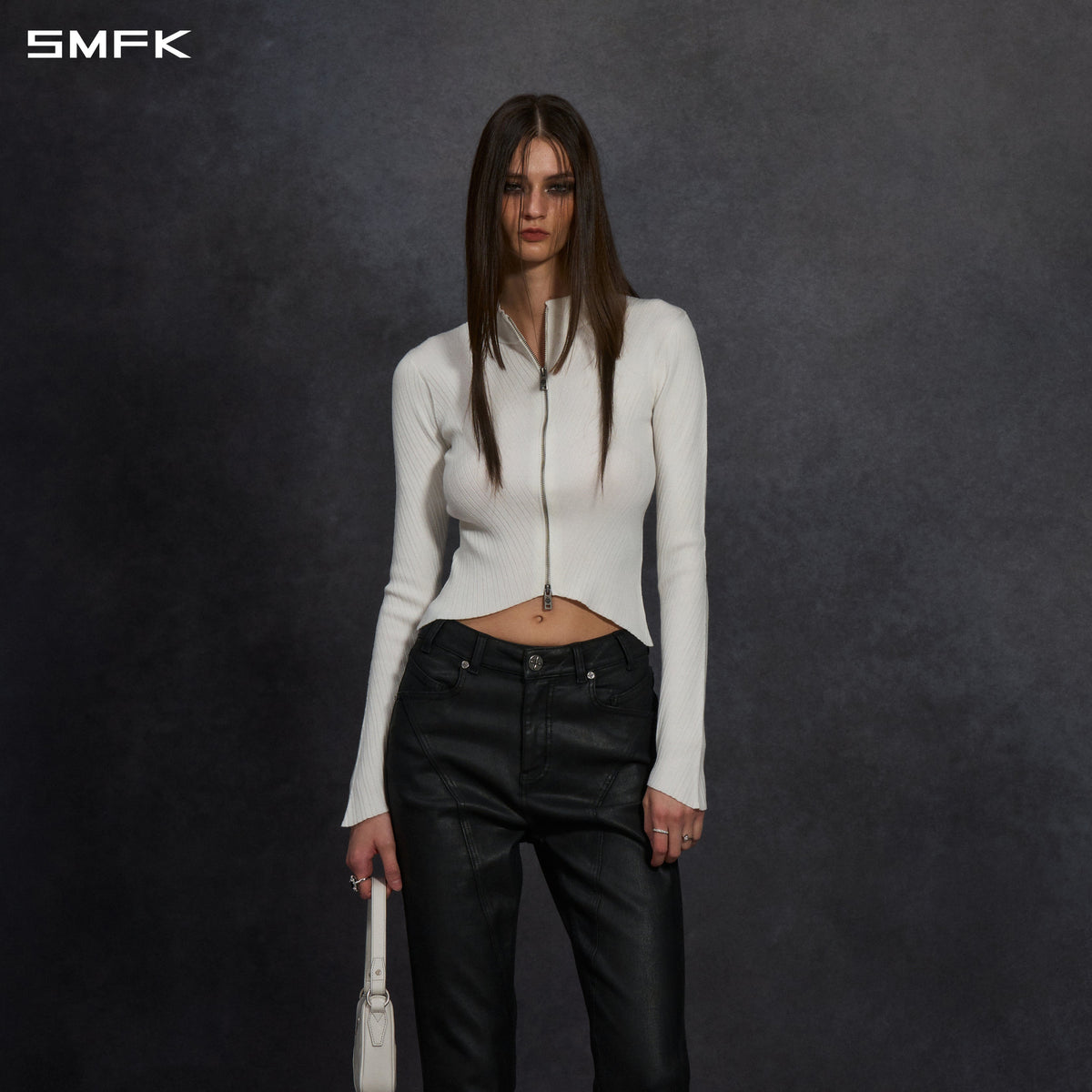 MYTH AEOLUS EVENING SLIM COLLAR KNIT JACKET/TENCEL+SILK CLOUD WHITE