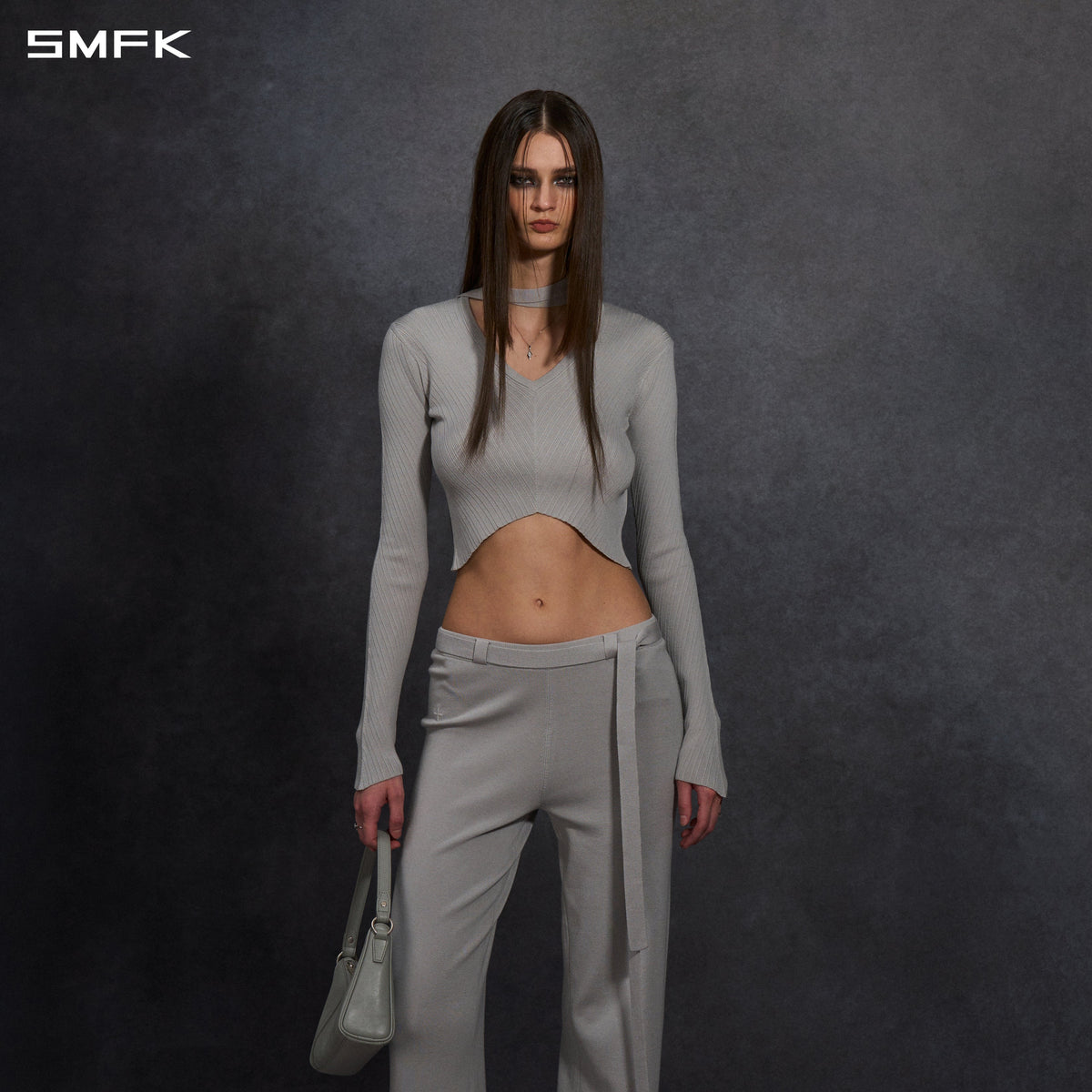 MYTH AEOLUS SYMMETRY EVENING KNIT PULLOVER/LENZING TENCEL+SILK+COTTON GLACIER GREY
