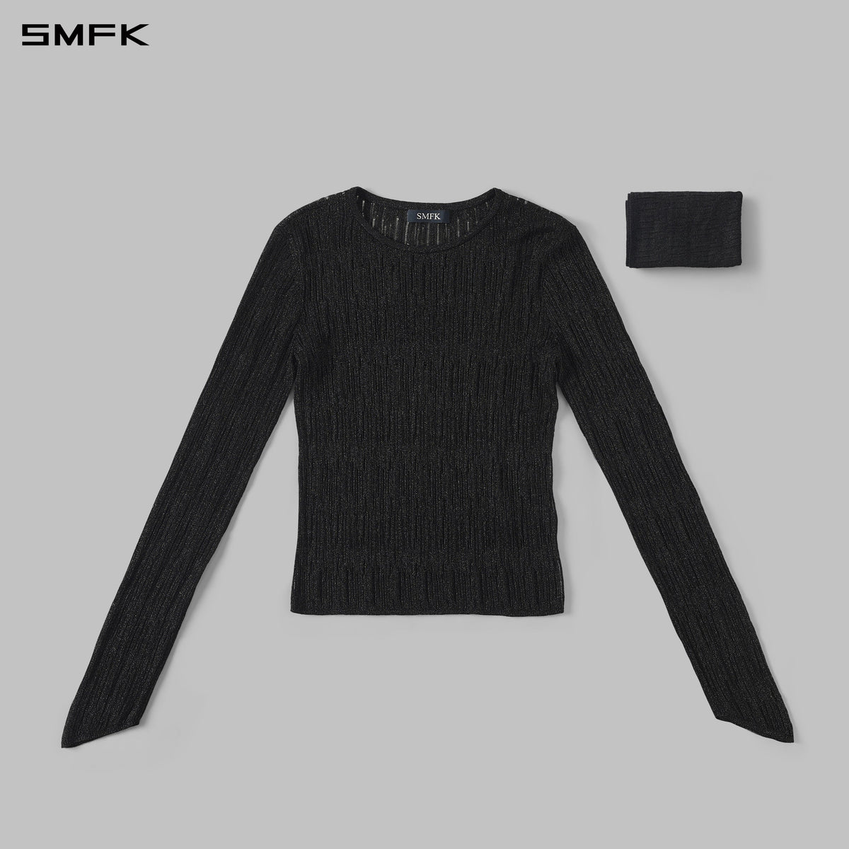 MYTH SIREN AURORA EVENING STYLIST SLIM KNIT SHIRT/METALLIC YARN AURORA BLACK