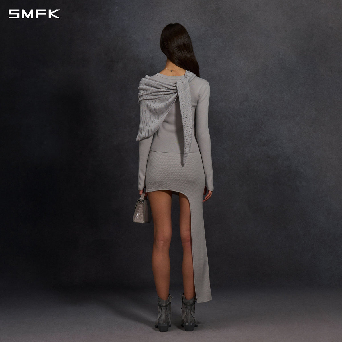 MYTH SIREN AURORA EVENING STYLIST SLIM KNIT SHIRT/LENZING TENCEL+SILK+COTTON GLACIER GREY