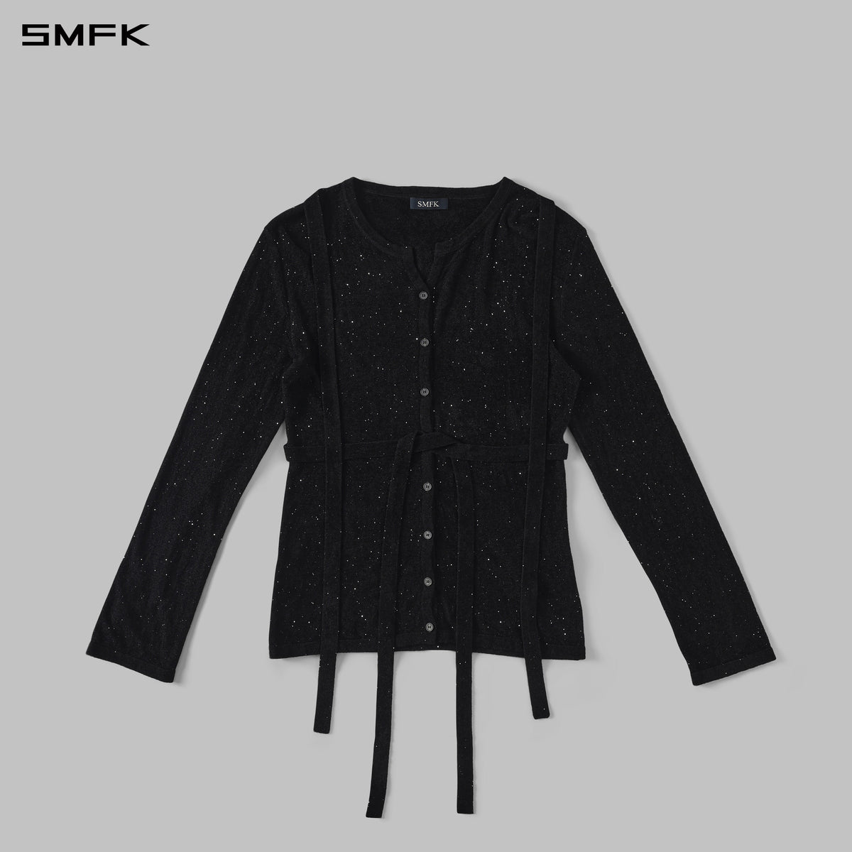 MYTH AEOLUS EVENING ROBE CREW NECK KNIT TOP/STARRY VELVET GALAXY BLACK