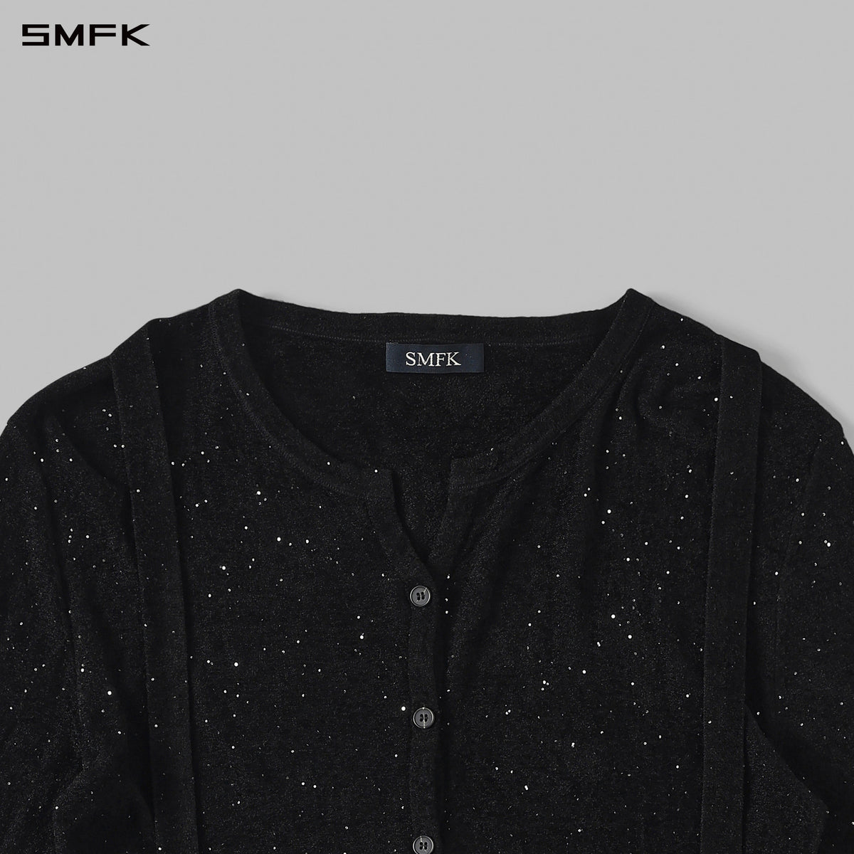 MYTH AEOLUS EVENING ROBE CREW NECK KNIT TOP/STARRY VELVET GALAXY BLACK