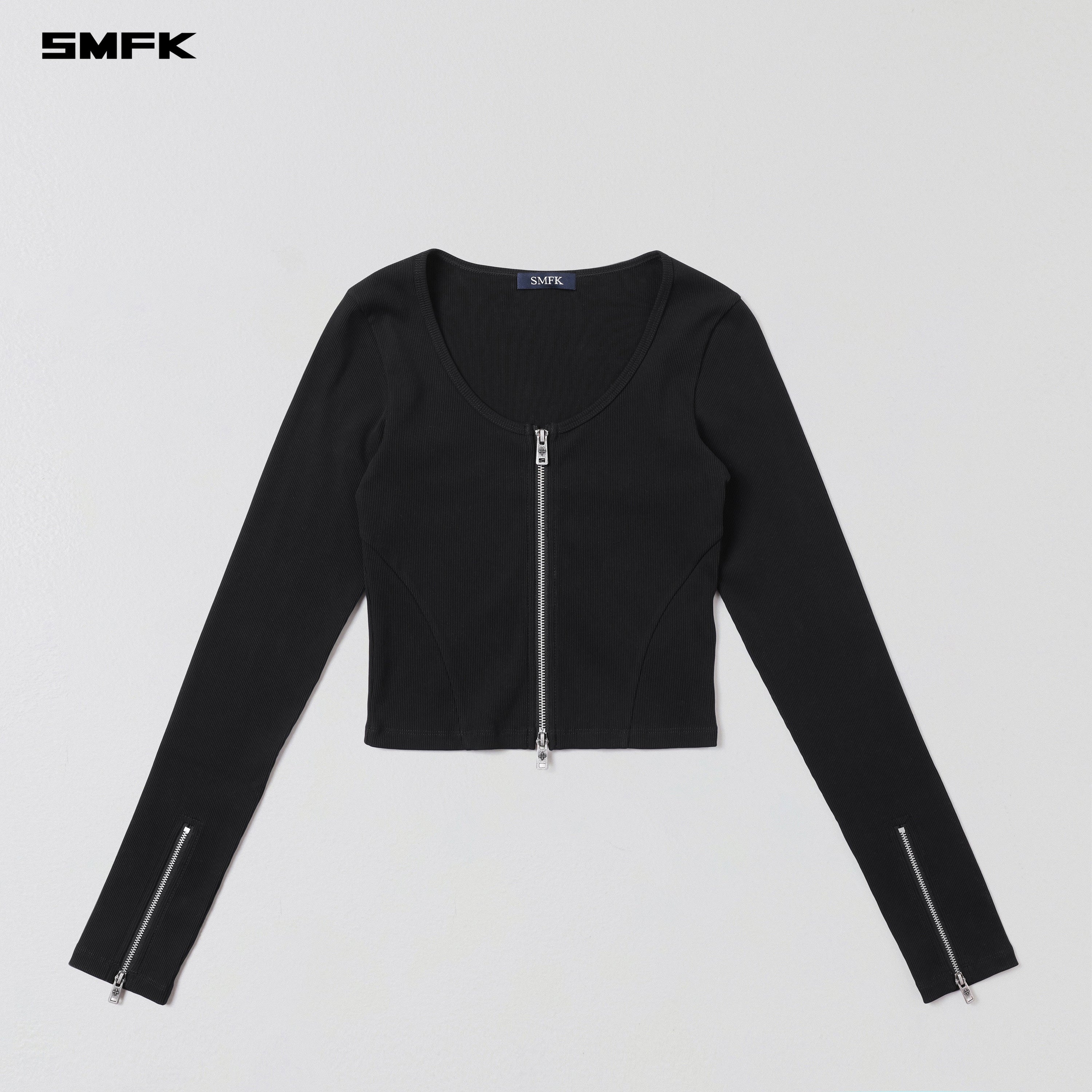VINTAGE NOMADIC SLIM ZIP PULLOVER/LONG-STAPLE COTTON WILD BLACK