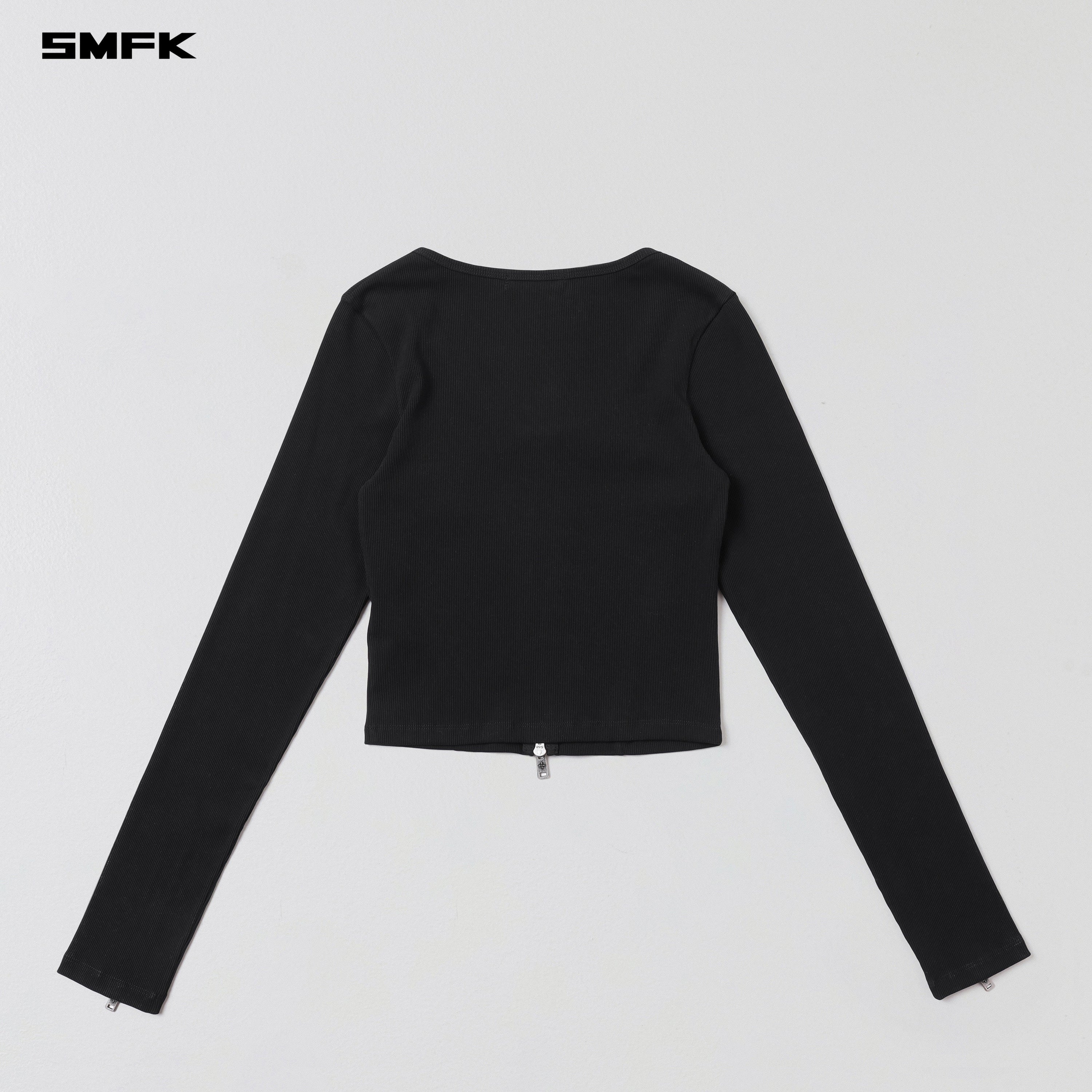 VINTAGE NOMADIC SLIM ZIP PULLOVER/LONG-STAPLE COTTON WILD BLACK
