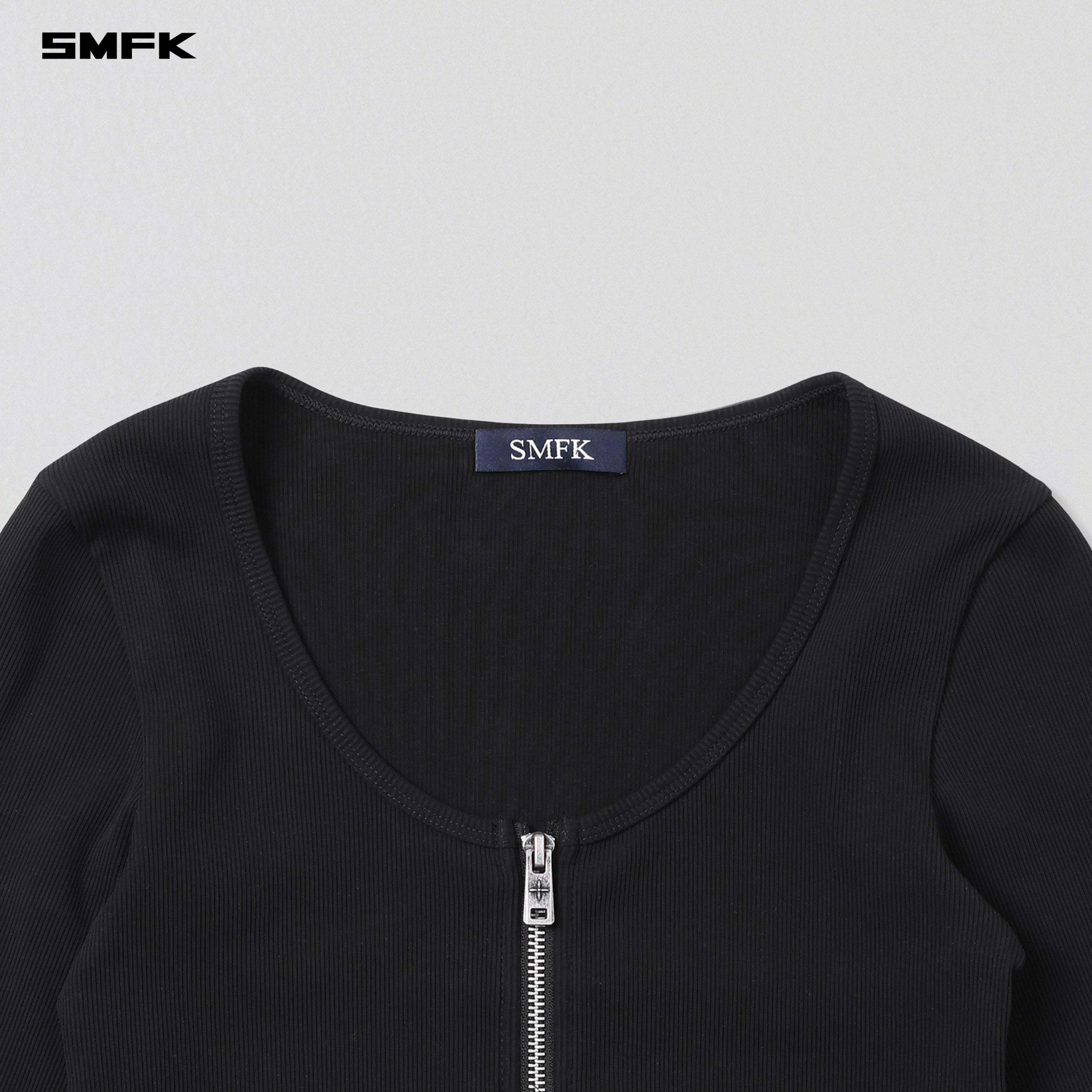 VINTAGE NOMADIC SLIM ZIP PULLOVER/LONG-STAPLE COTTON WILD BLACK