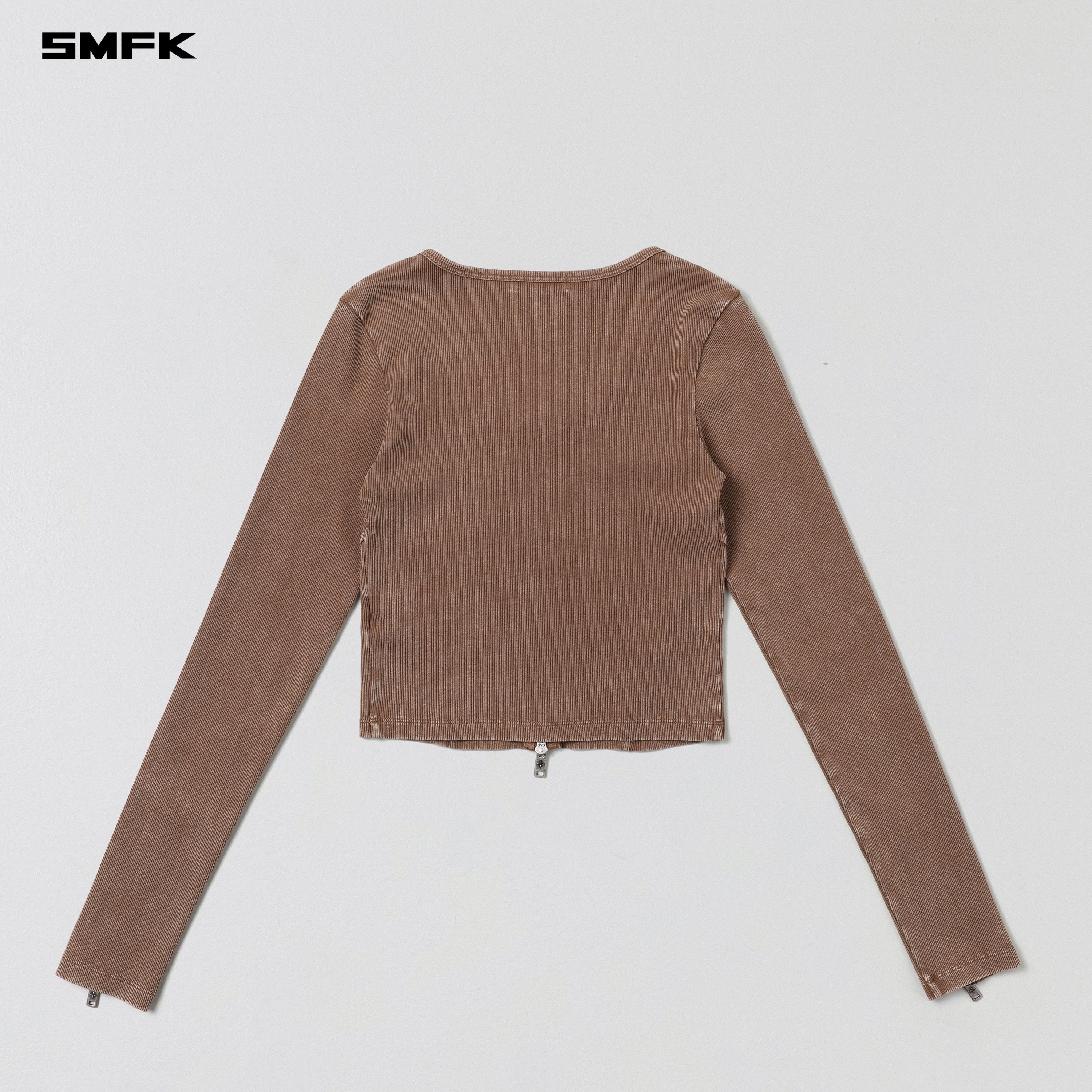 VINTAGE NOMADIC SLIM ZIP PULLOVER/LONG-STAPLE COTTON VANISH BROWN