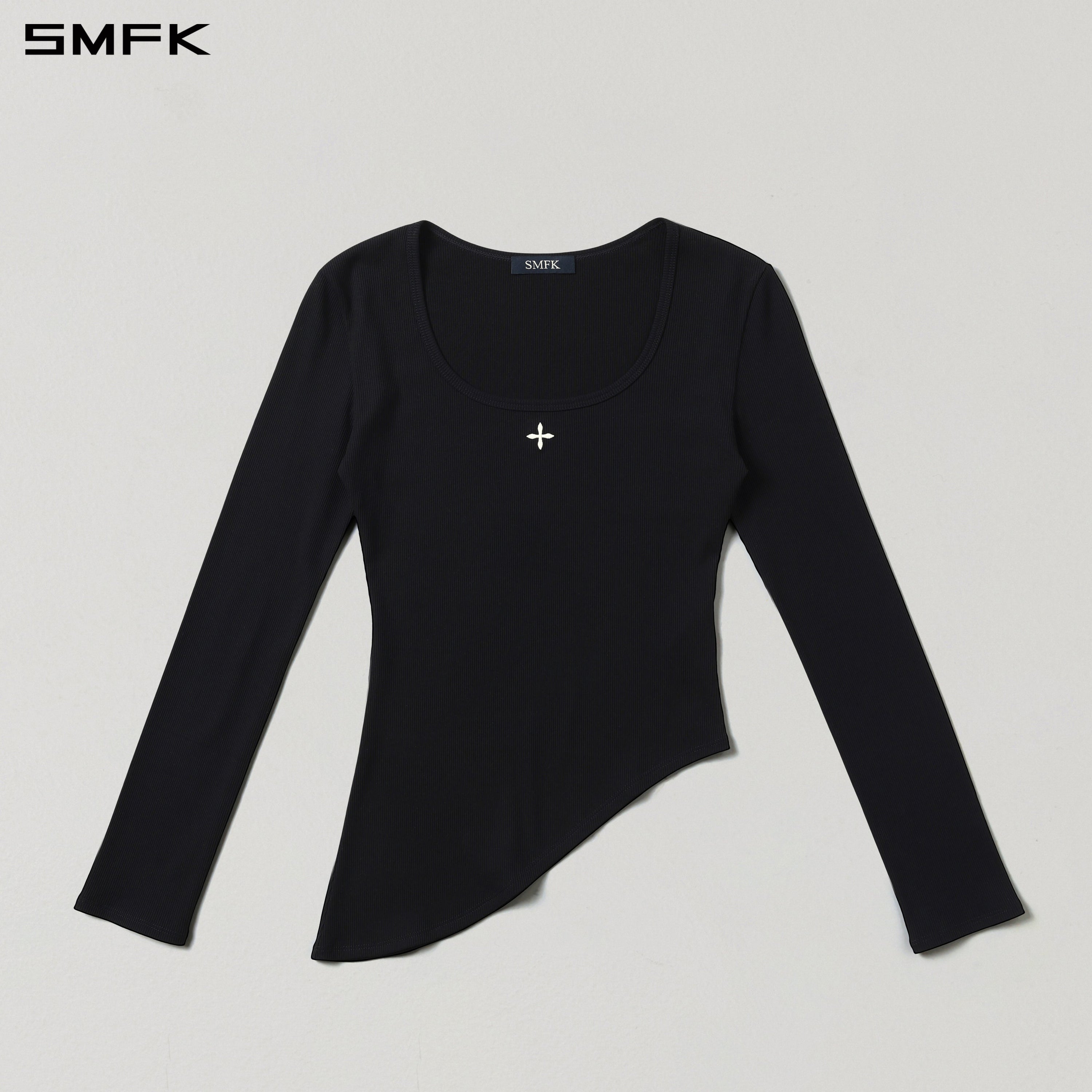 VINTAGE NOMADIC SILK ASYMMETRY PULLOVER/SILK+COTTON WILD BLACK