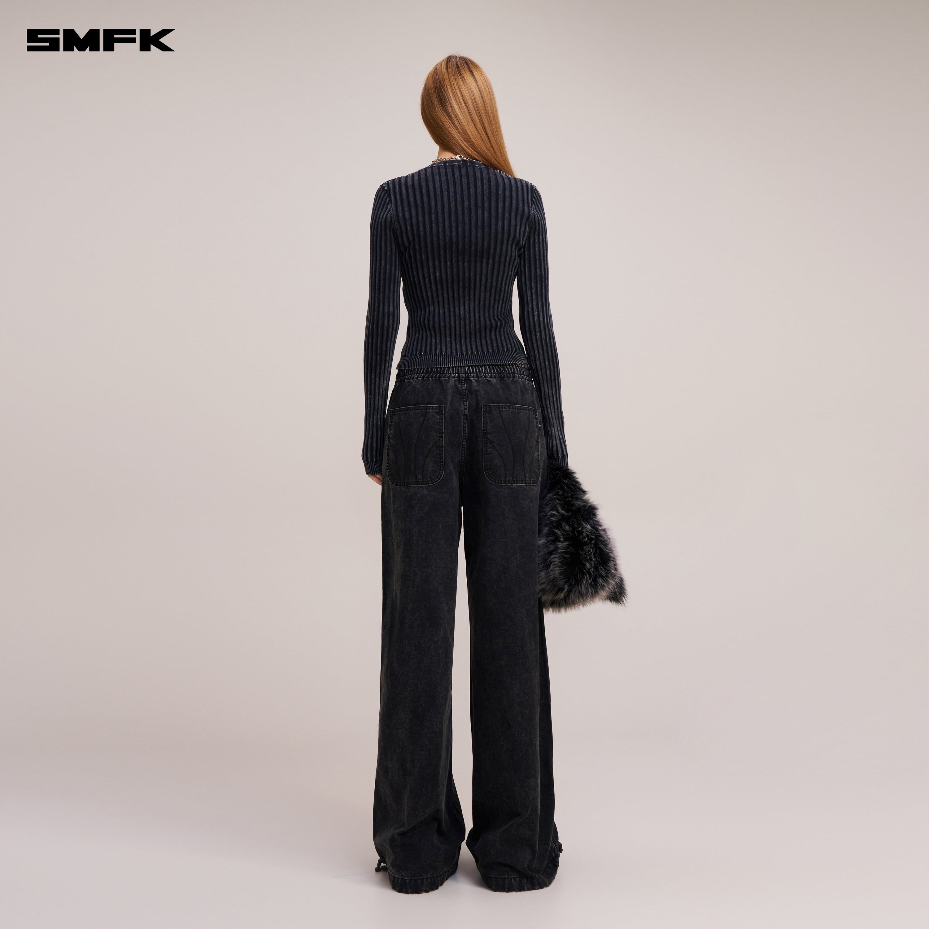 VINTAGE-SAVAGE KNIT CARDIGAN/STONE WASH VANISH BLACK