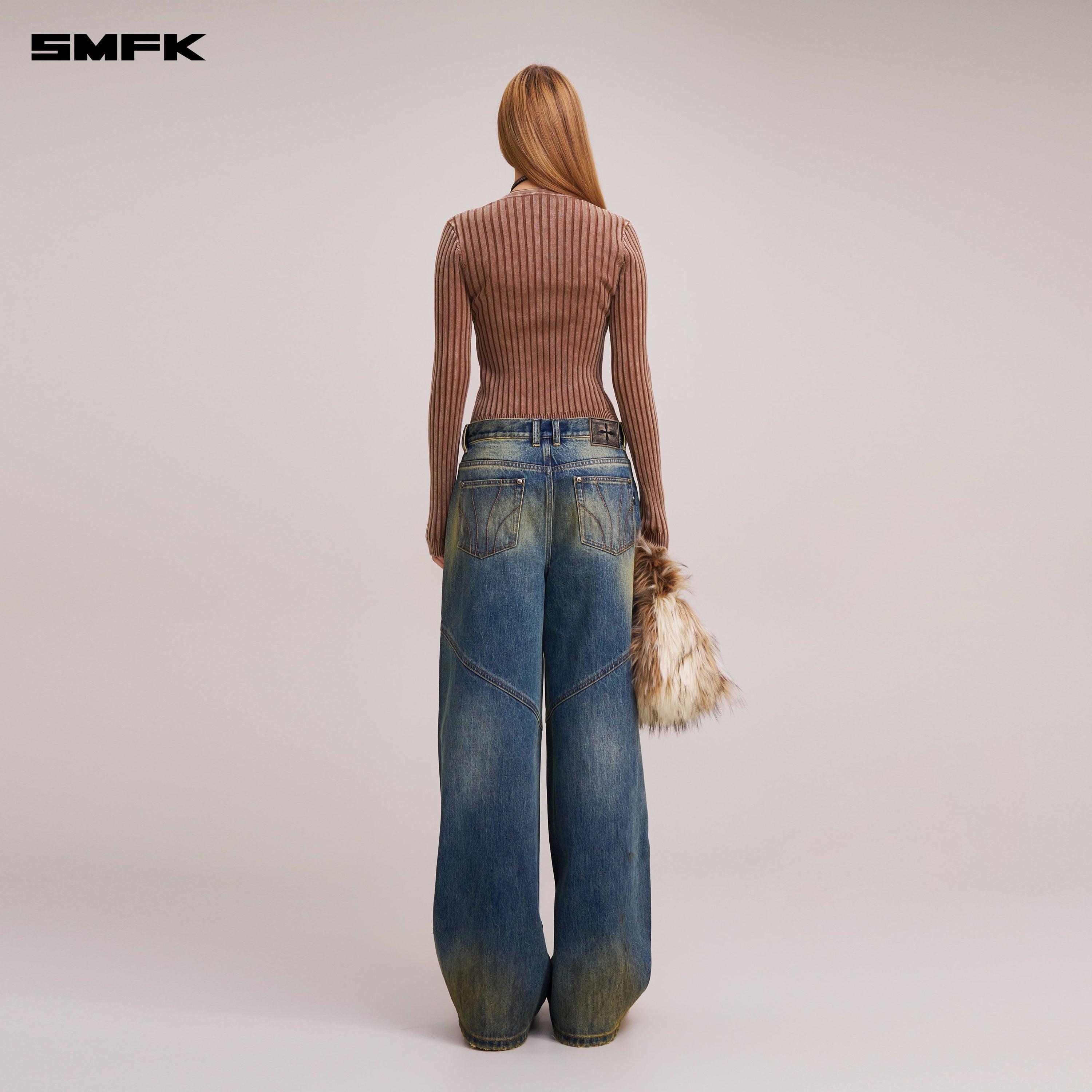 VINTAGE-SAVAGE KNIT CARDIGAN/STONE WASH VANISH BROWN