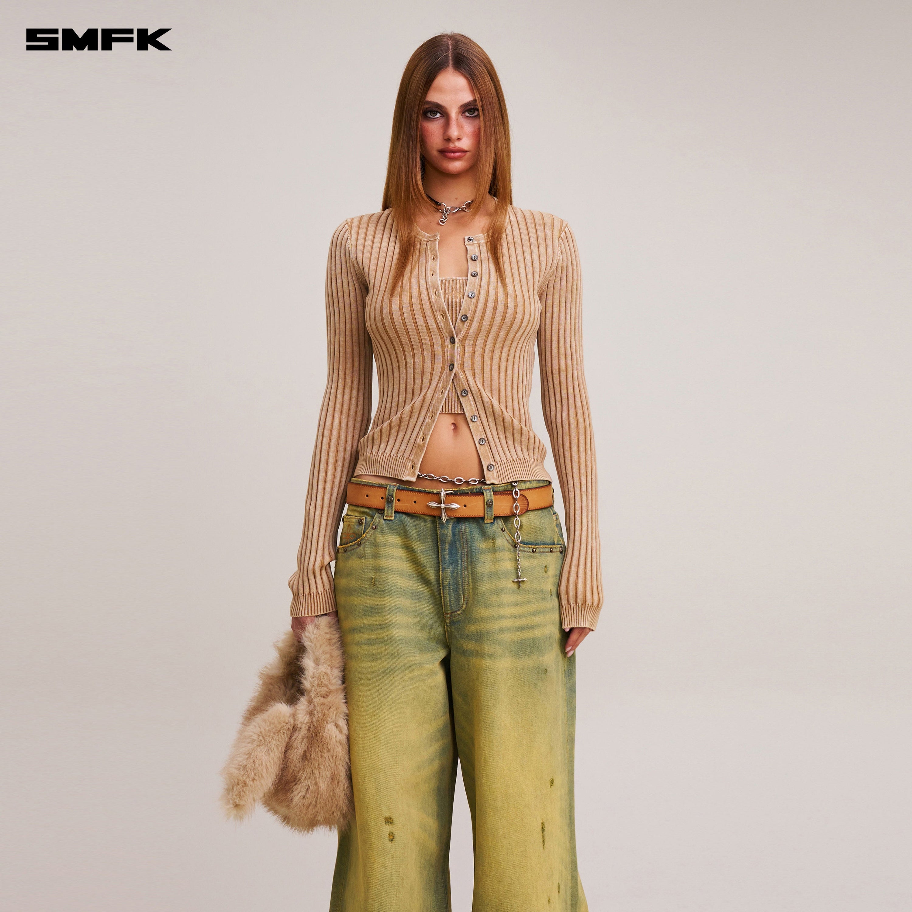 VINTAGE-SAVAGE KNIT CARDIGAN/STONE WASH VANISH SAND