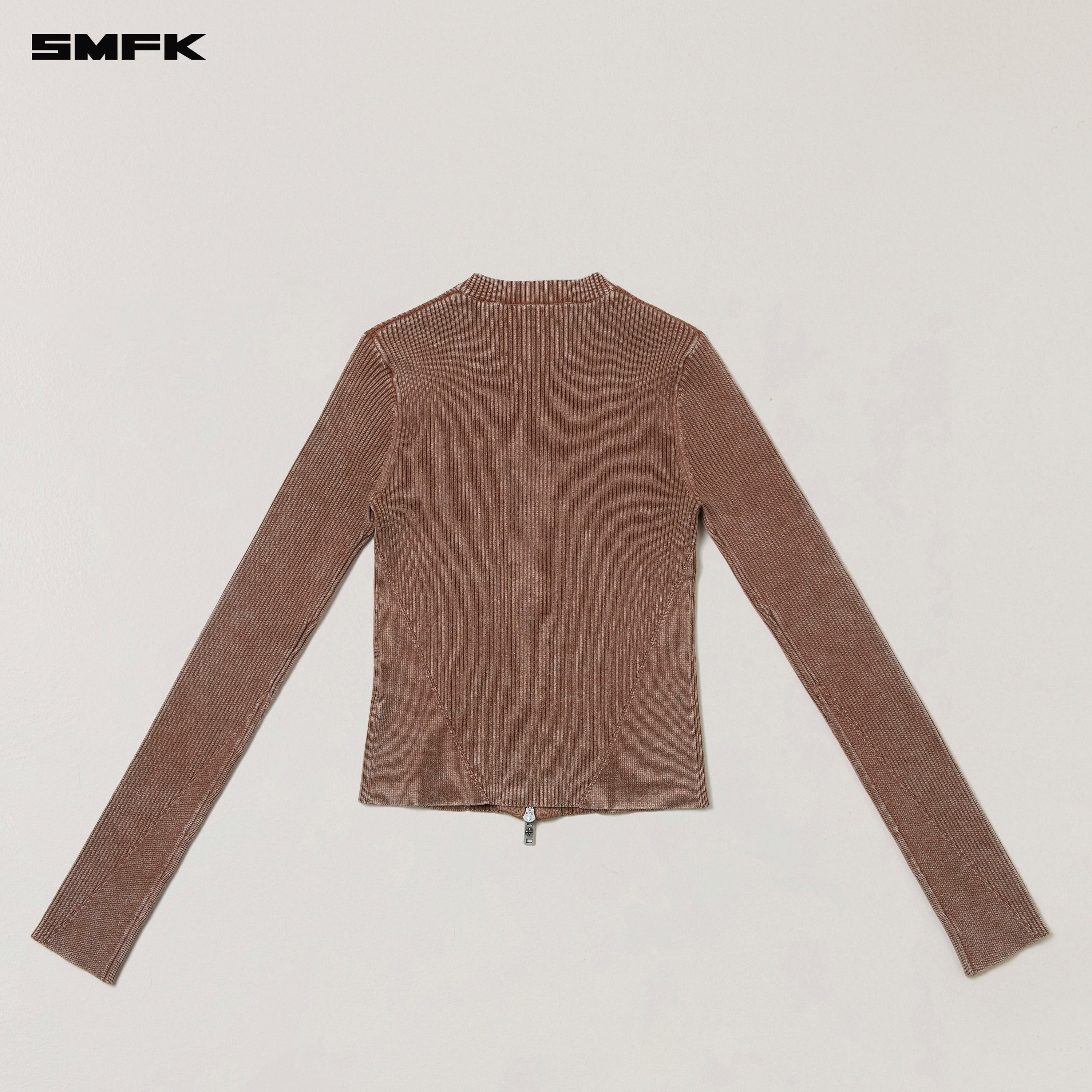 VINTAGE-SAVAGE ZIP KNIT CARDIGAN/STONE WASH VANISH BROWN