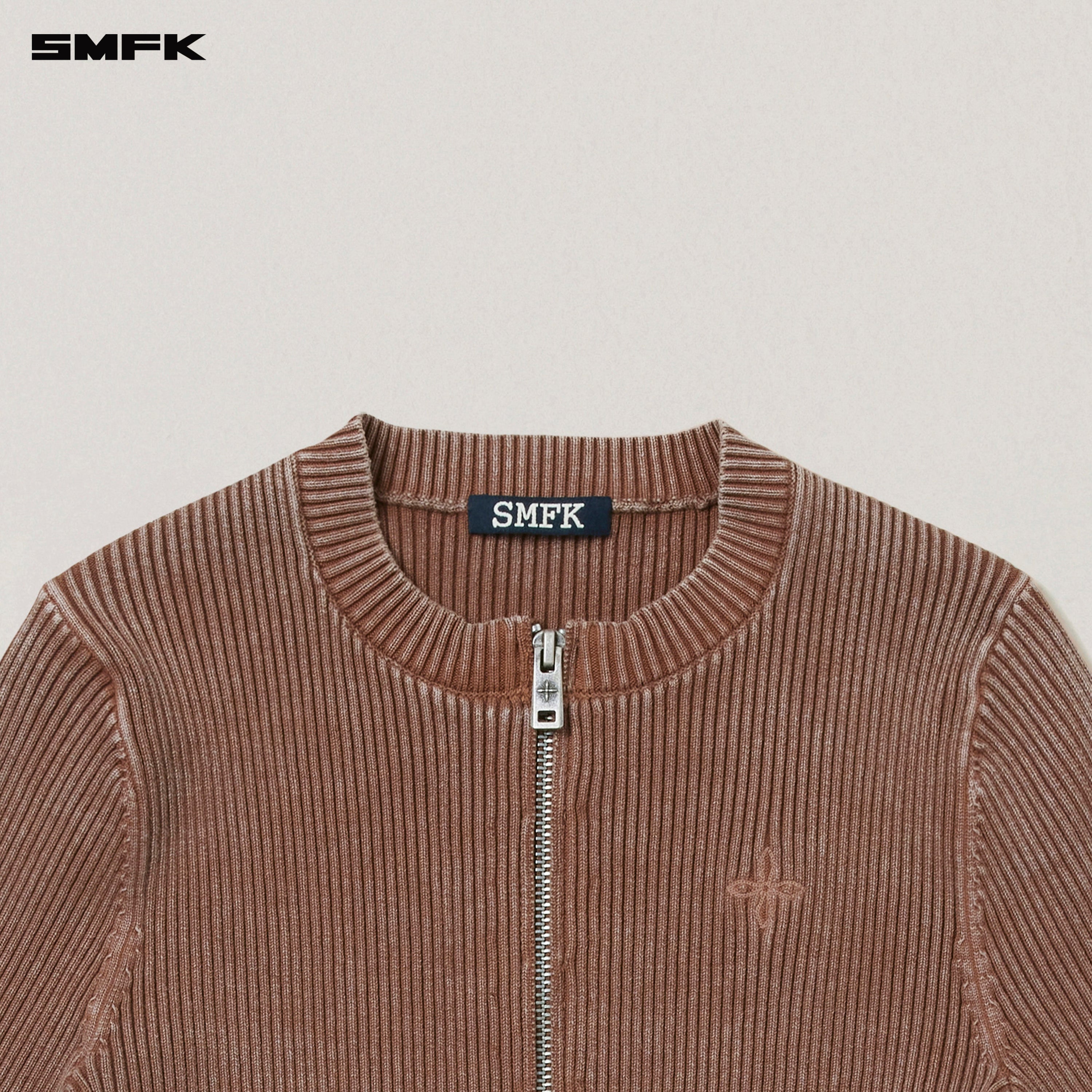 VINTAGE-SAVAGE ZIP KNIT CARDIGAN/STONE WASH VANISH BROWN