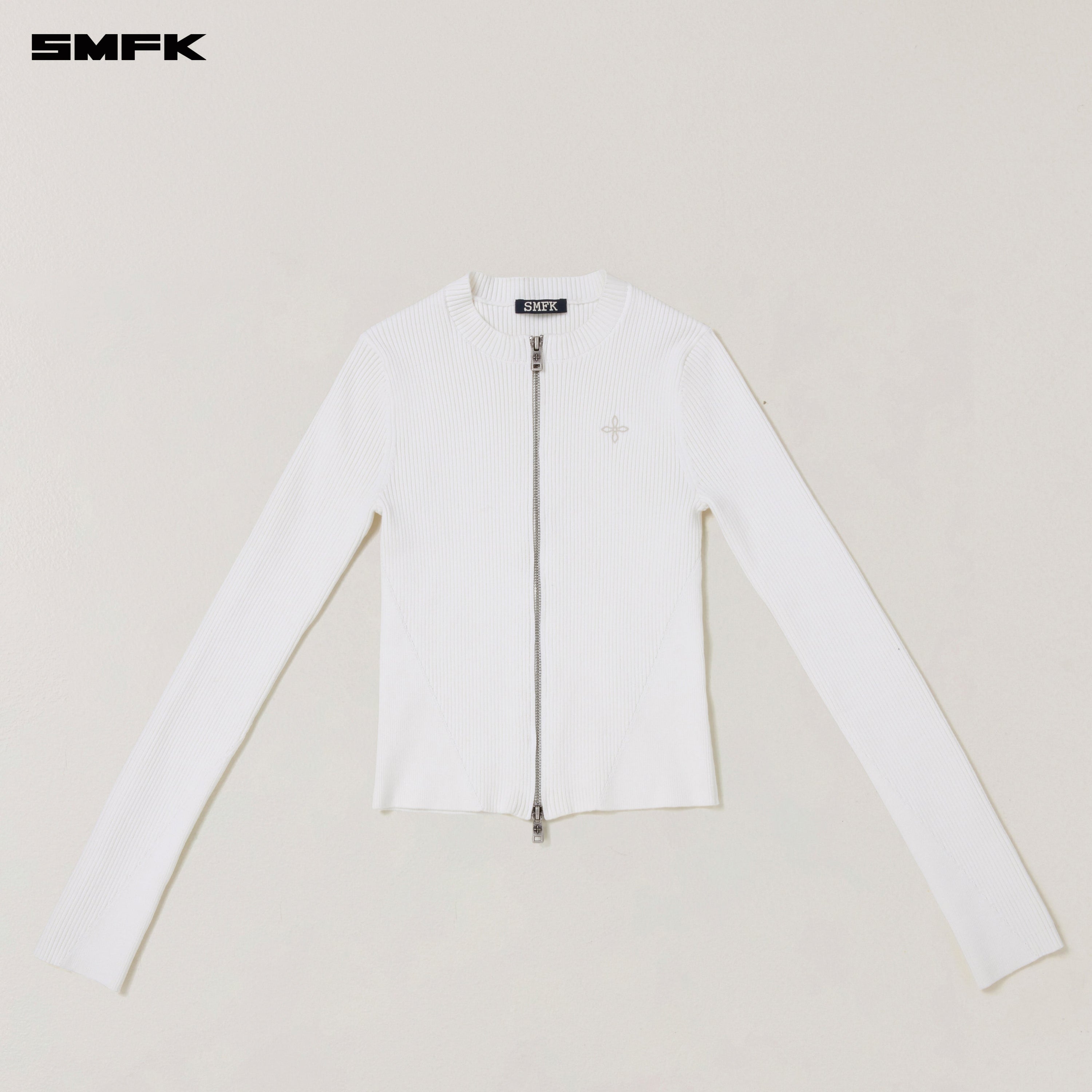 VINTAGE-SAVAGE ZIP KNIT CARDIGAN/STONE WASH VANISH WHITE