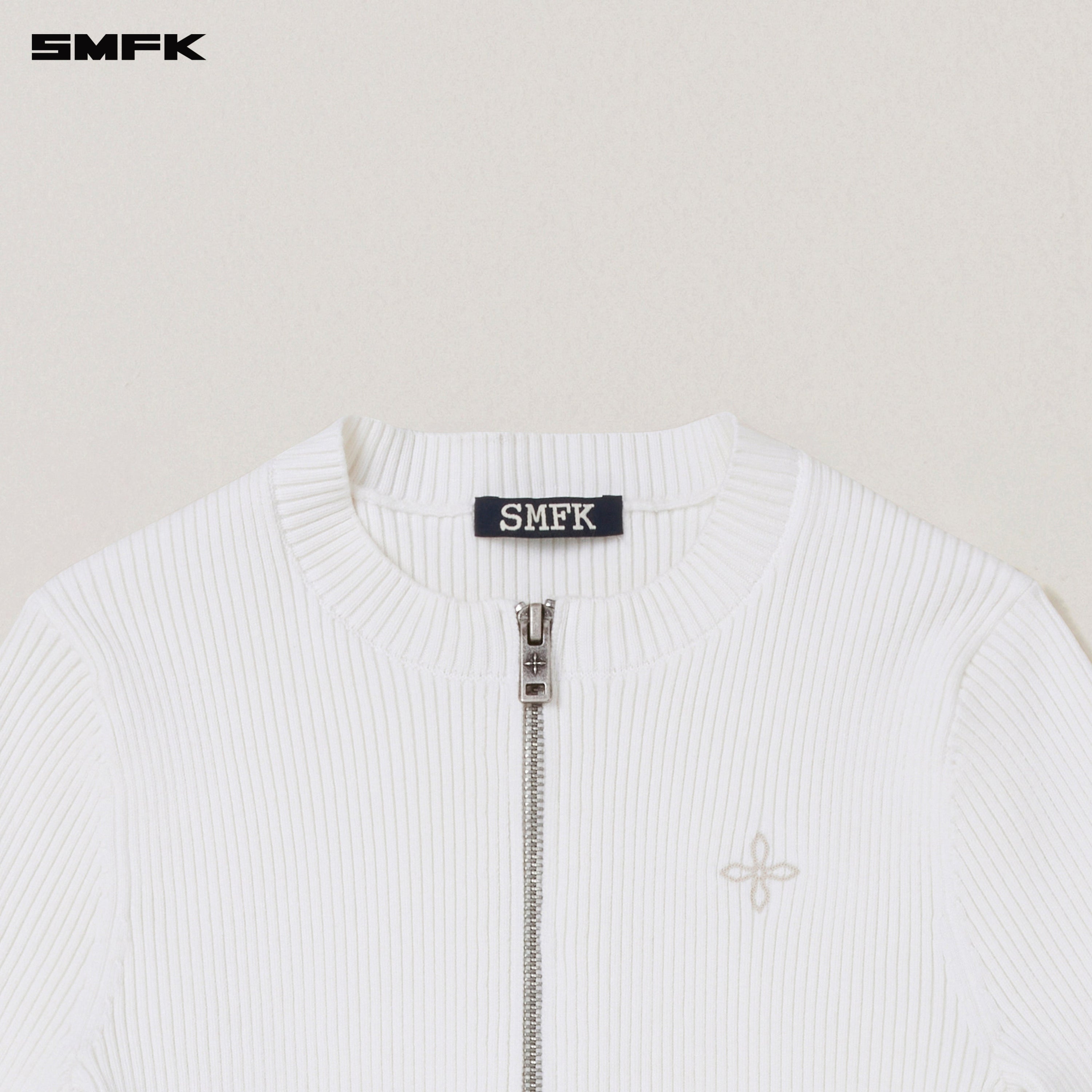 VINTAGE-SAVAGE ZIP KNIT CARDIGAN/STONE WASH VANISH WHITE