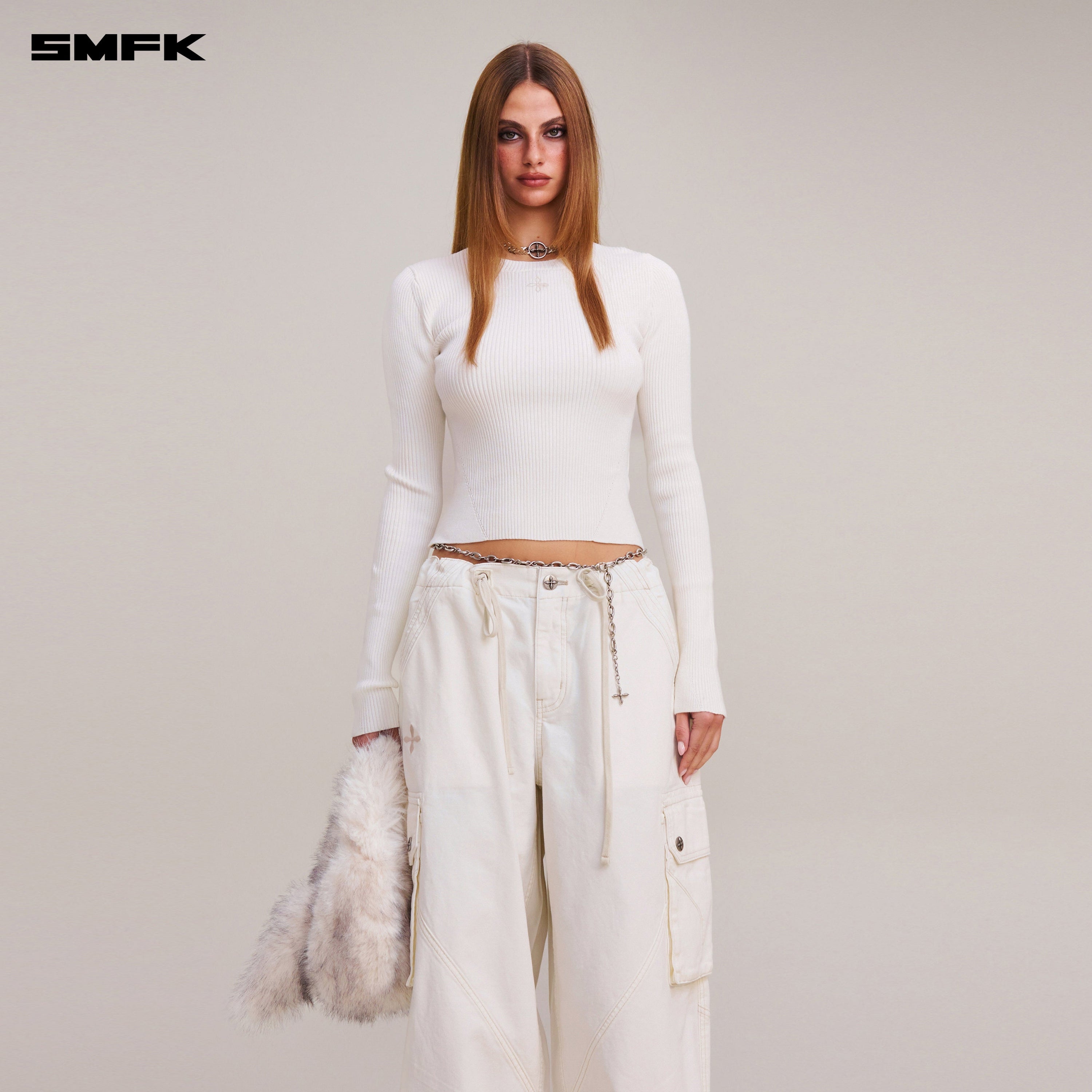 VINTAGE-SAVAGE KNIT PULLOVER/STONE WASH VANISH WHITE