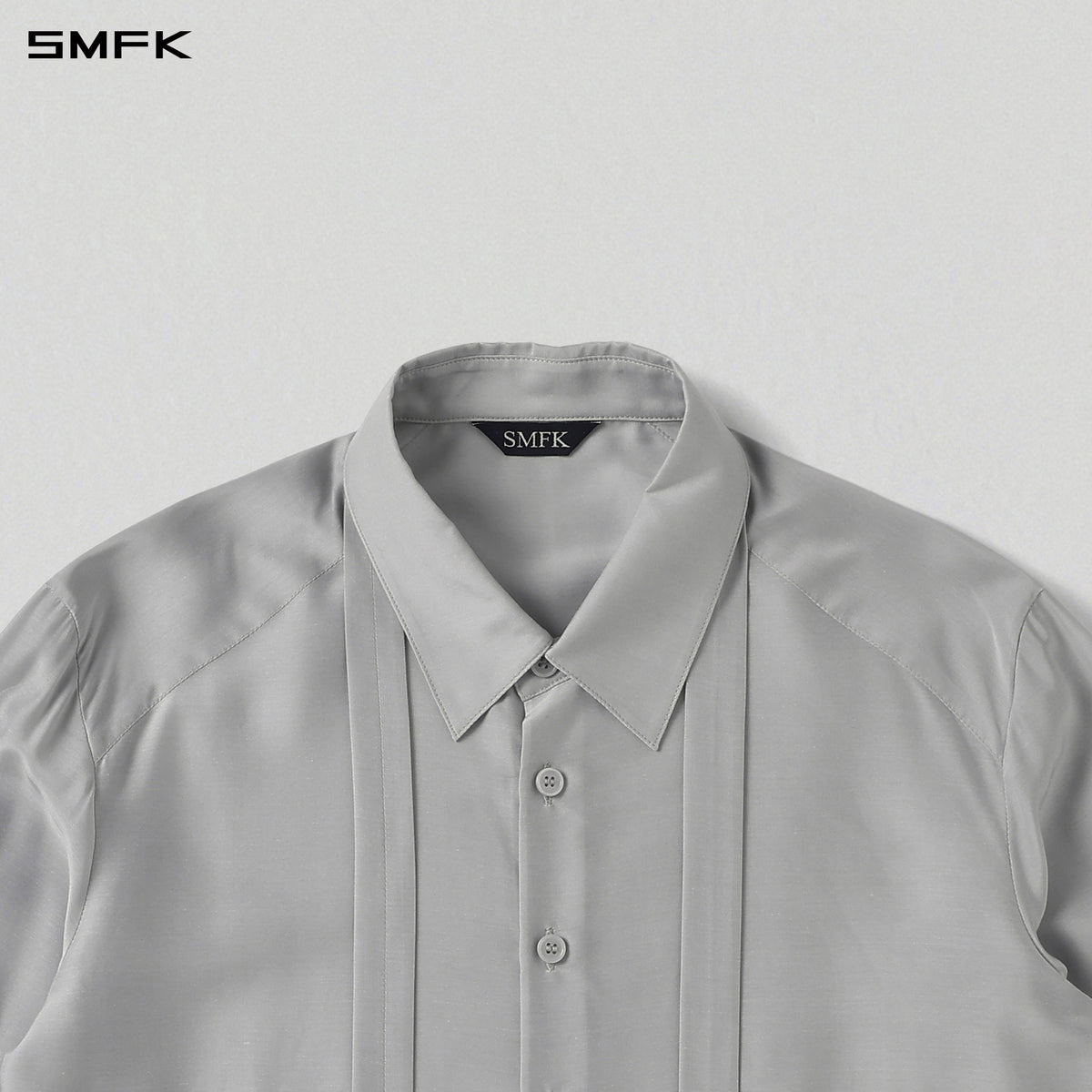 MIRAGE SIREN MIST SLIM EVENING SHIRT/MODAL + ACETATE + SILK/U GLACIER GREY