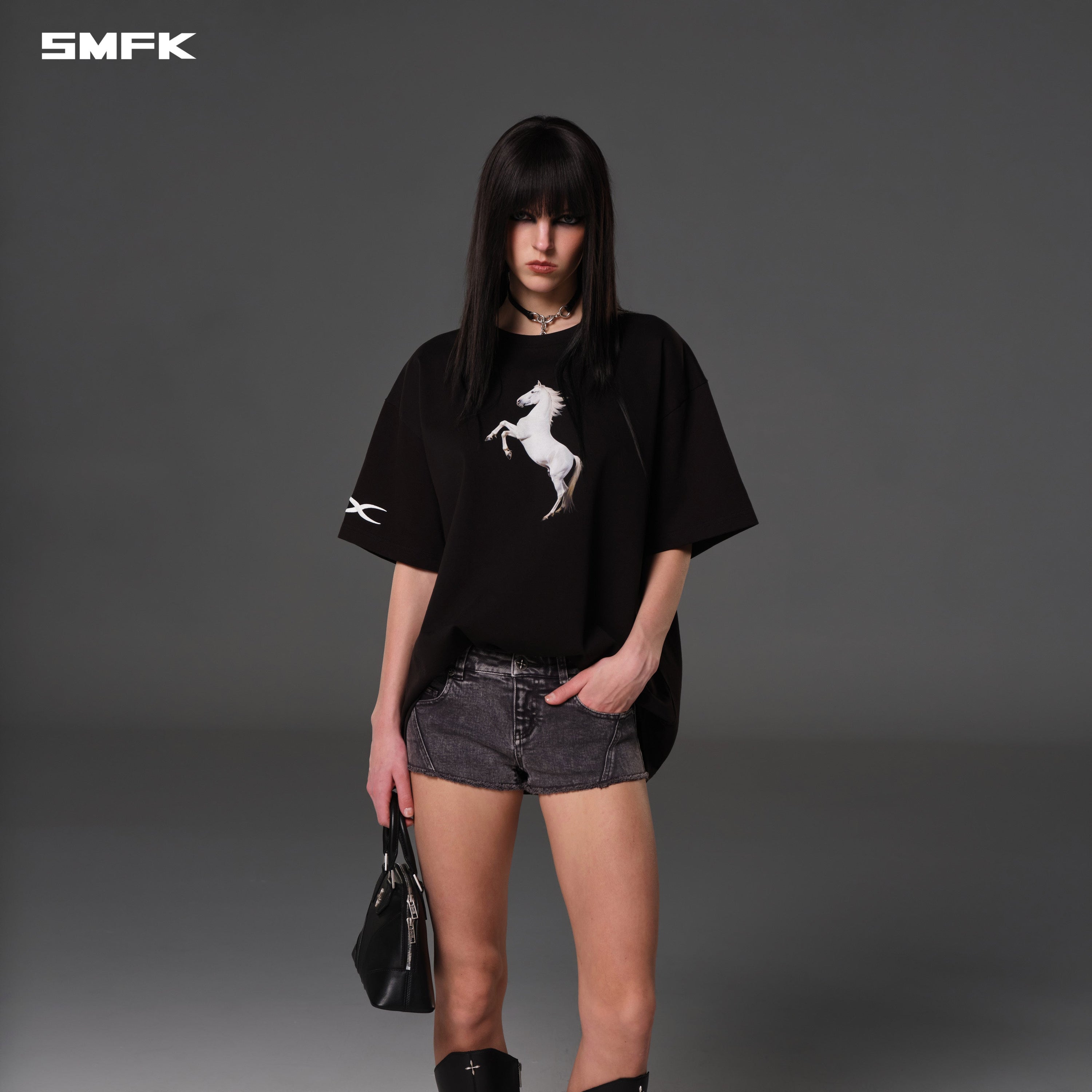 VINTAGE LOOSE DOUBLE-SIDE TEE/COMBED COTTON WILD BLACK