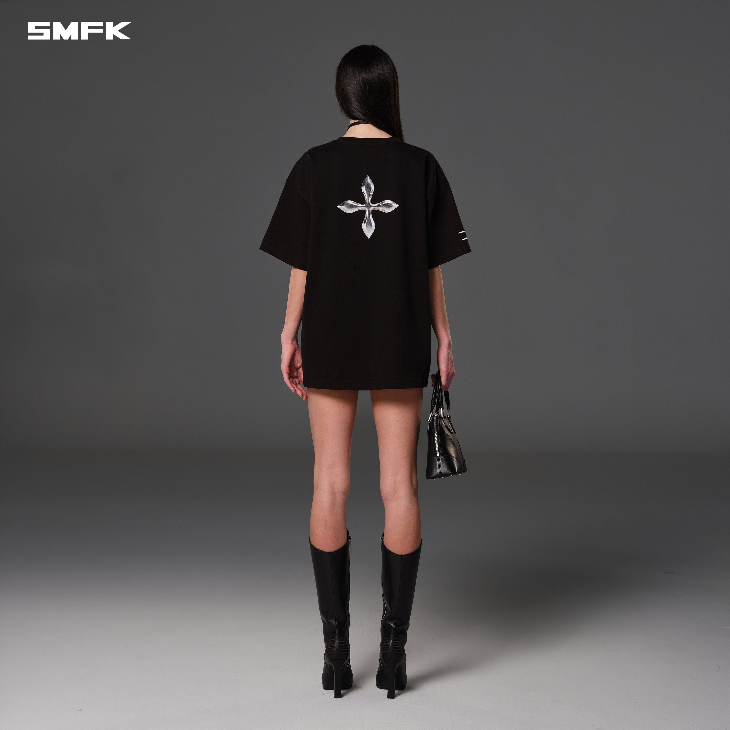 VINTAGE LOOSE DOUBLE-SIDE TEE/COMBED COTTON WILD BLACK