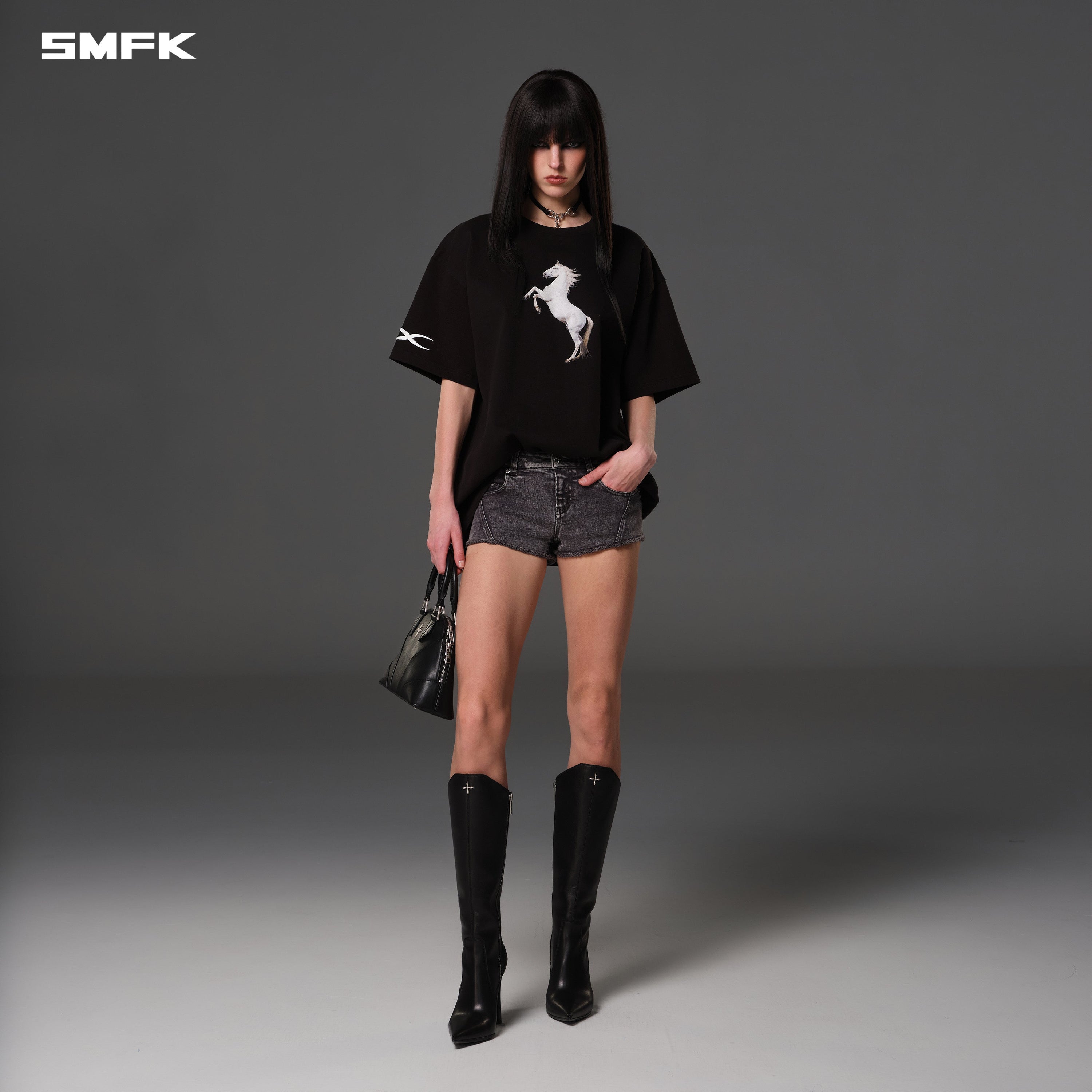 VINTAGE LOOSE DOUBLE-SIDE TEE/COMBED COTTON WILD BLACK