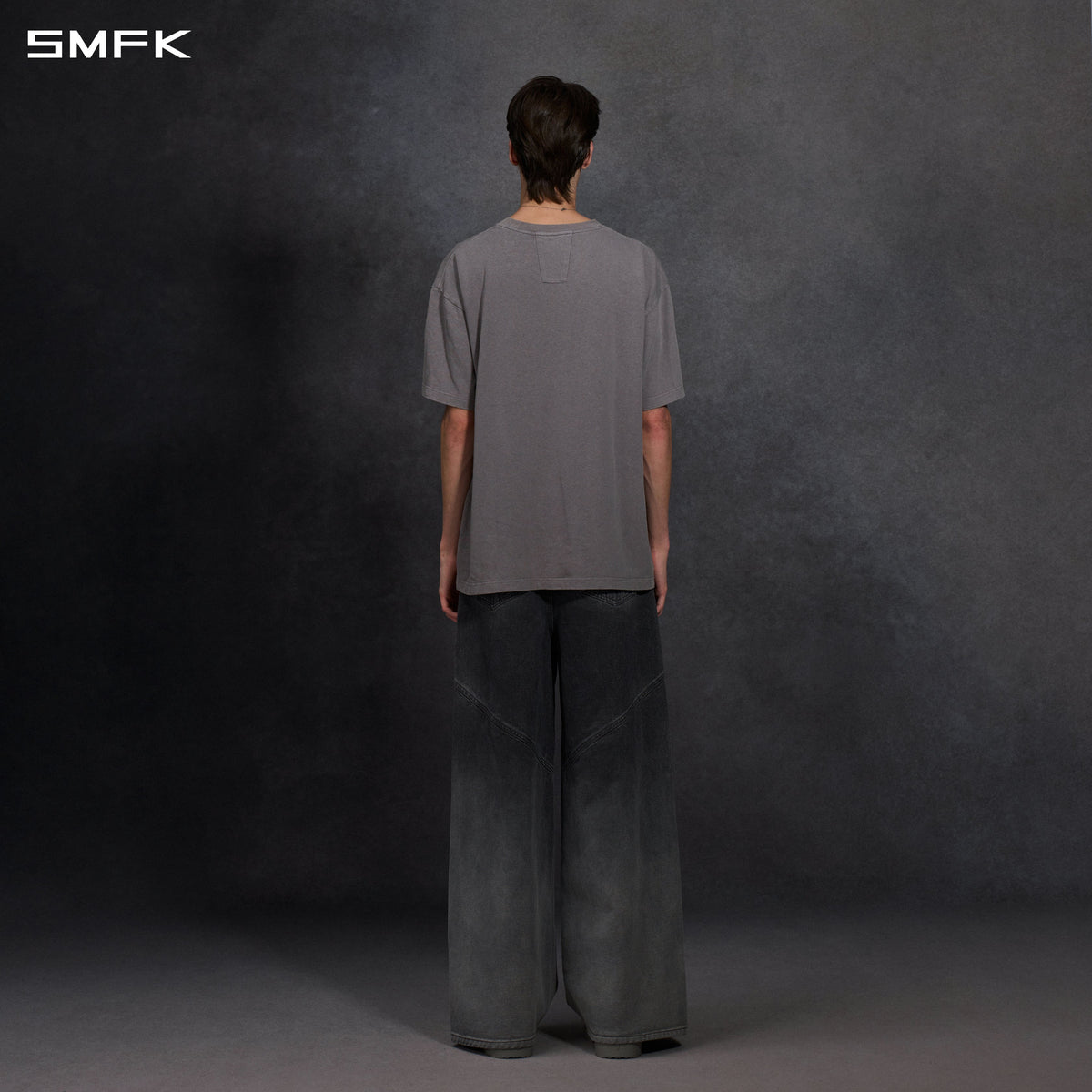 VINTAGE FADED LOOSE LONG TEE/ GARMENT DYE/ COTTON/U STORM GREY