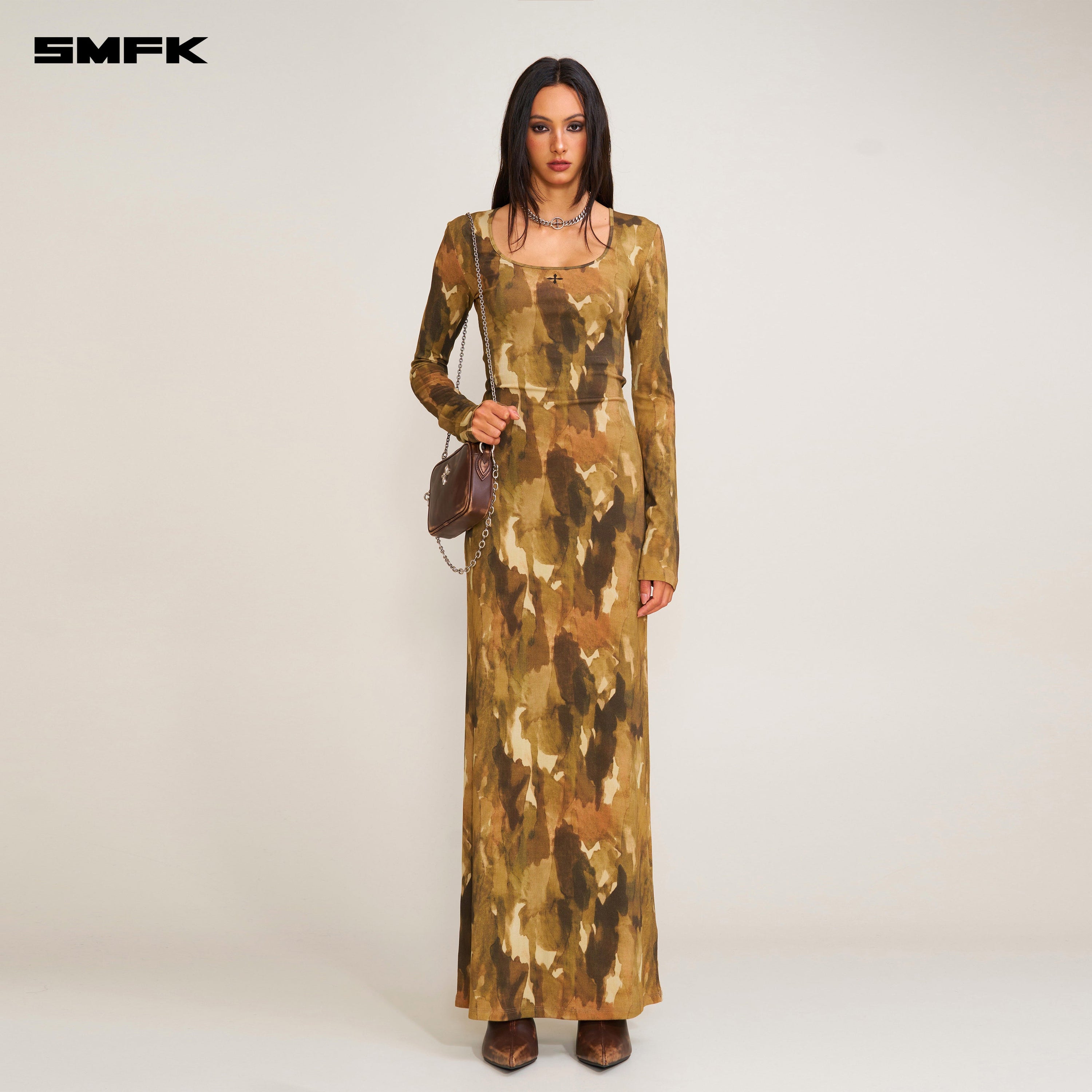 VINTAGE HURRICANE SILK FADE BODY DRESS CHINESE INK CAMOUFLAGE