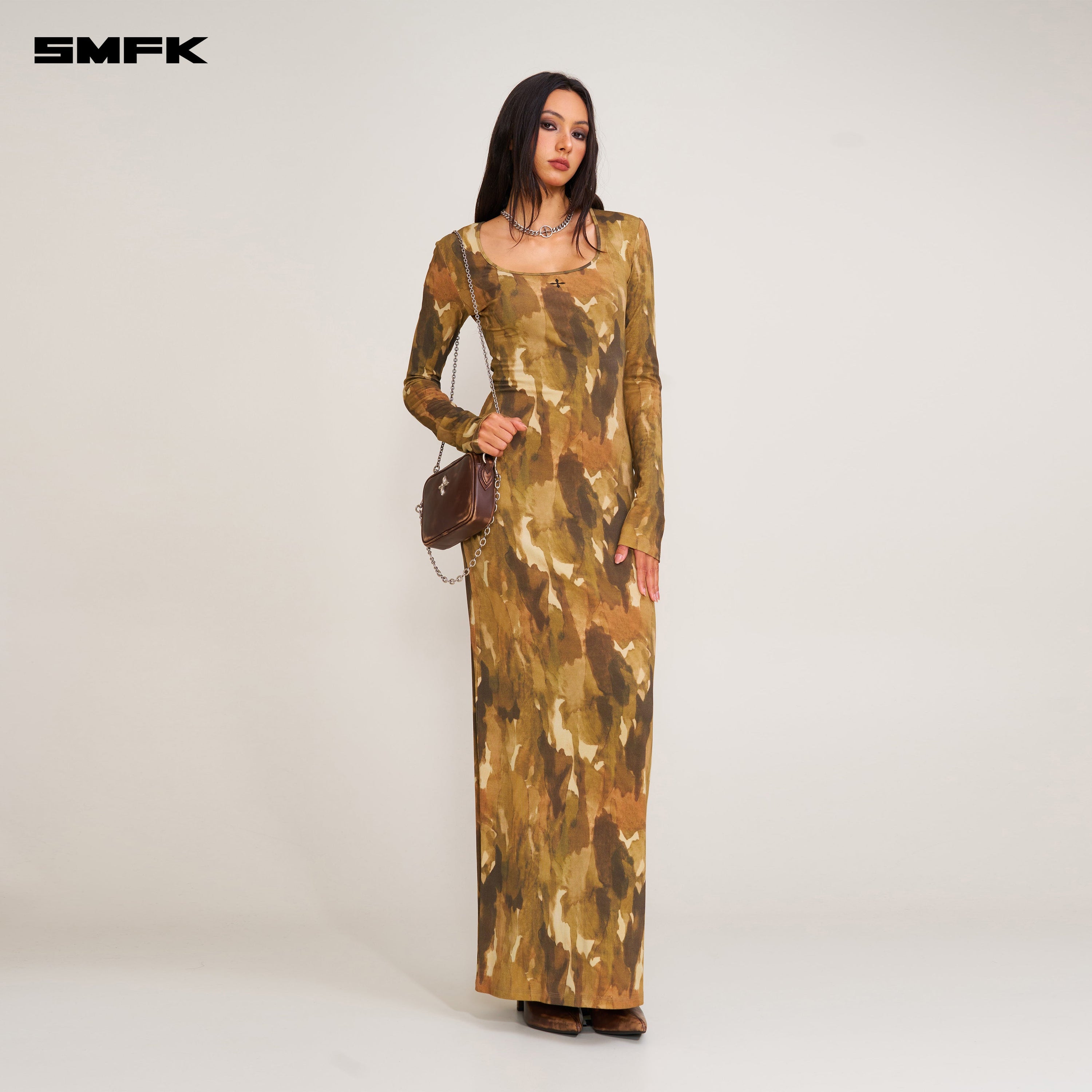 VINTAGE HURRICANE SILK FADE BODY DRESS CHINESE INK CAMOUFLAGE